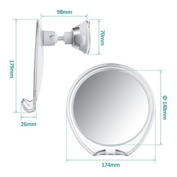 EMKE Kosmetikspiegel 7-fach Vergrößerung mit Rasiermesser-Halter Duschspiegel mit Saugnäpf, ohne Beleuchtung