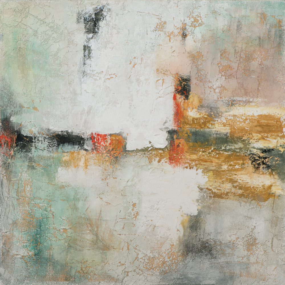 ArtUniverse Gemälde Komposition in Gold und Terracotta Abstrakt Beige 70 x 70 cm, Abstrakt