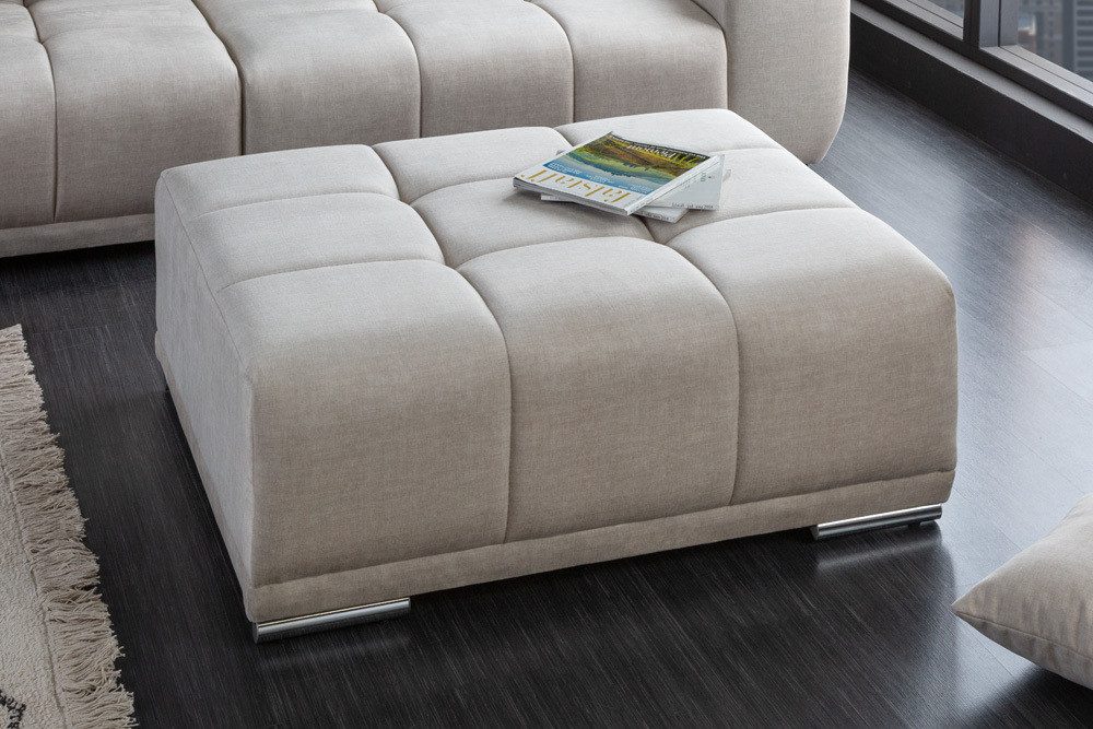 riess-ambiente Fußhocker ELEGANCIA 112cm champagner beige (Einzelartikel, 1 St), Wohnzimmer · Samt · mit Ziersteppung · Modern Design