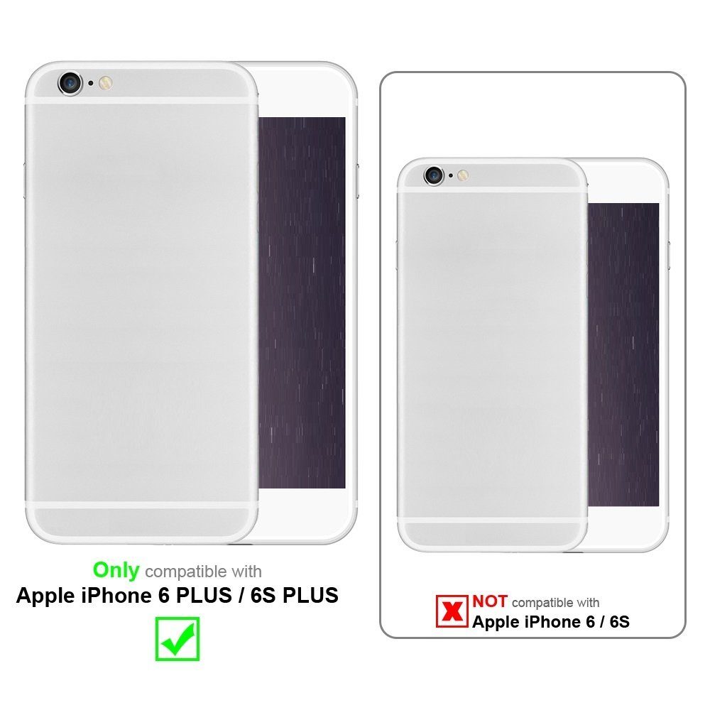 Cadorabo Handyhülle für iPhone 6 PLUS / 6S PLUS Hülle Apple iPhone 6 PLUS / 6S PLUS, Schutzhülle Hülle mit Standfunktion, Magnetverschluss und Kartenfach