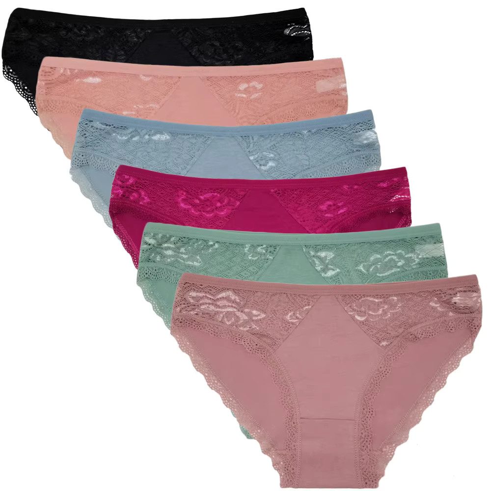 HO-Ersoka Slip Damen Slips Spitze Baumwolle Set 6 Stück Unterhosen (6er-Pac günstig online kaufen