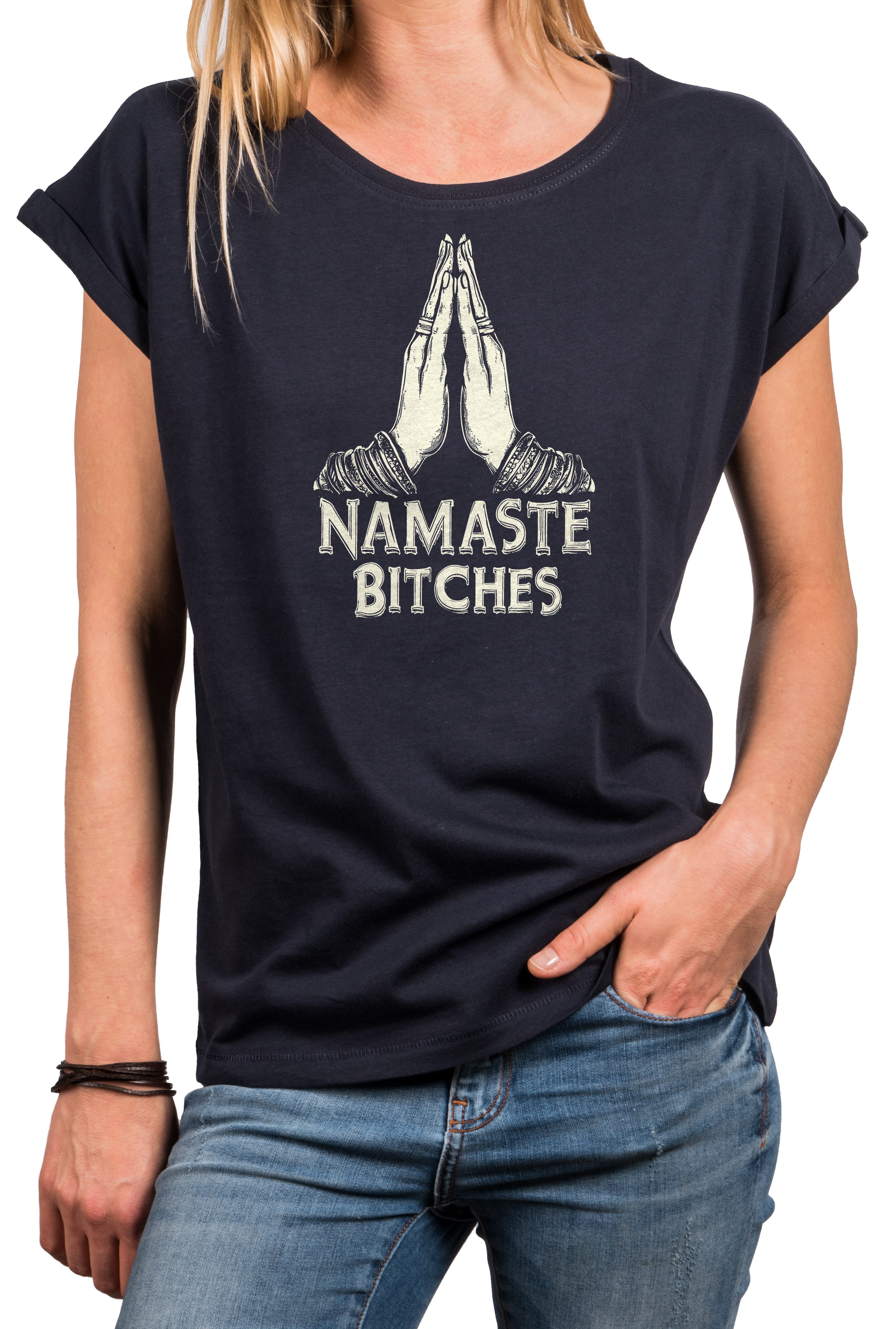 MAKAYA T-Shirt Damen Top mit Buddha-Print - Für Yoga, Zen & Entspannung (Sc günstig online kaufen