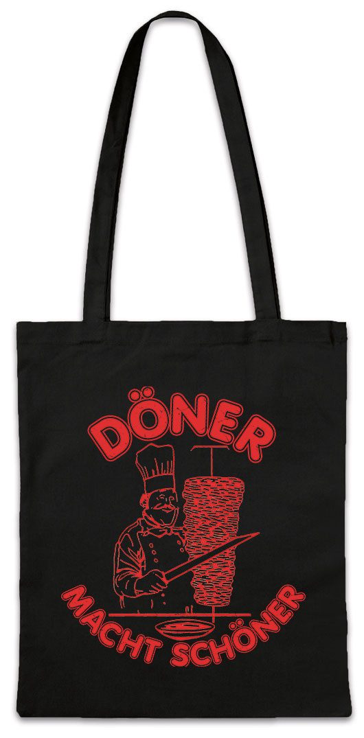 Urban Backwoods Beuteltasche Döner Macht Schöner Stofftasche Ayran Kebab Dönerladen Türkei Karneval (1-tlg), Fasching Gyros Liebe Humor