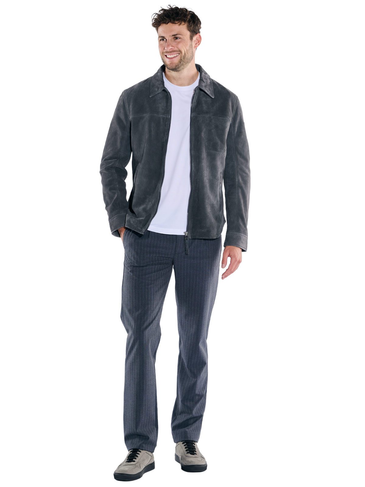 emilio adani Lederjacke Herren Lederjacke aus Veloursleder, Saphirblau – Bild 3 von 5