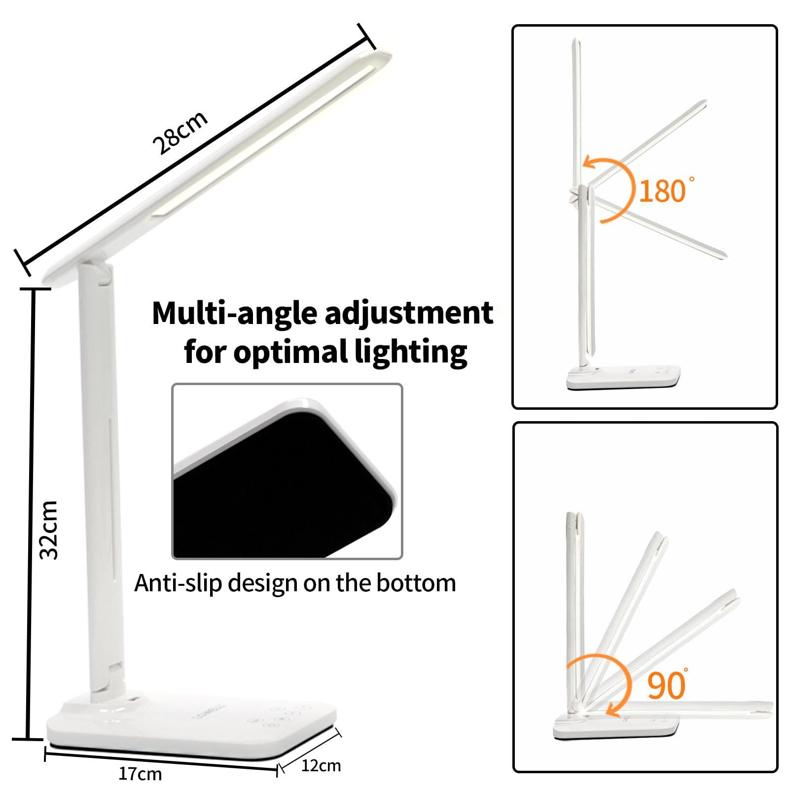 LQWELL Schreibtischlampe Schreibtischlampe LED, LED wechselbar, 3 Farbtemperaturmodi und 9 Helligkeitsstufen, Flimmerfreie Augenschutz, Touch-Steuerung, Speiche – Bild 4 von 5