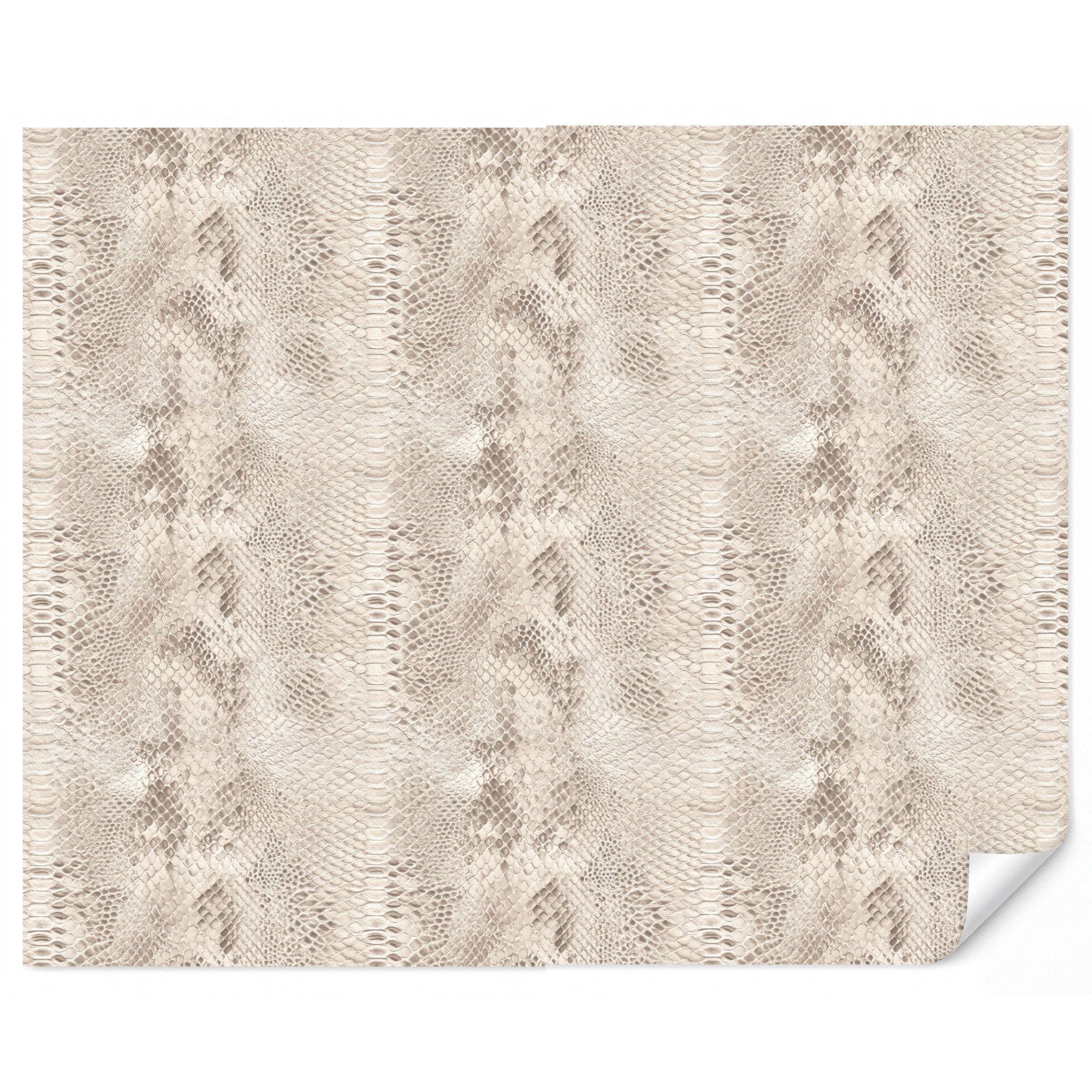 OnlyWow Fototapete Schlange - Muster - Beige, Matt, bedruckt, Wandtapete, Wohnzimmer, Vinyl Tapete 260x220cm