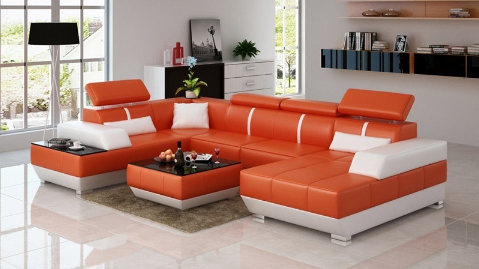 JVmoebel Ecksofa, Ledersofa Sofa Couch Wohnlandschaft Ecksofa Design Modern Sofa