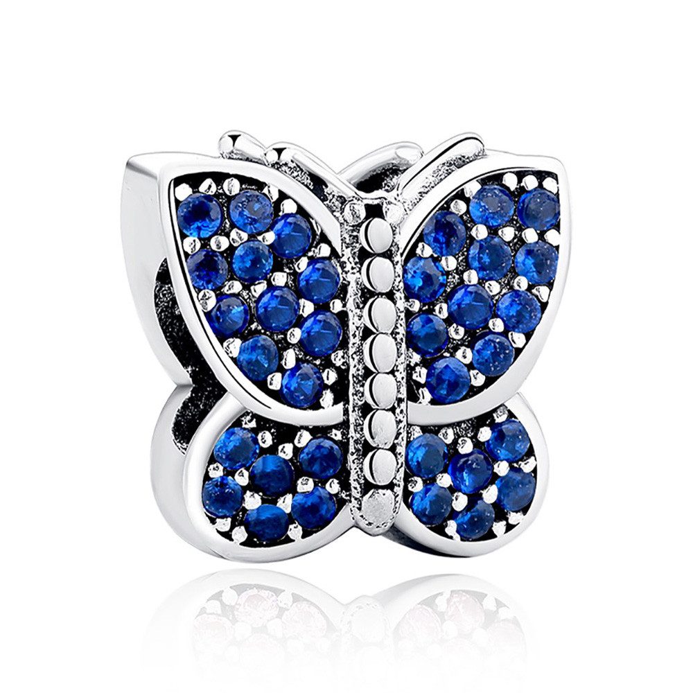 PANDACHARMS Bead Funkelnder blauer Schmetterling für Charm Armband, Silber, günstig online kaufen