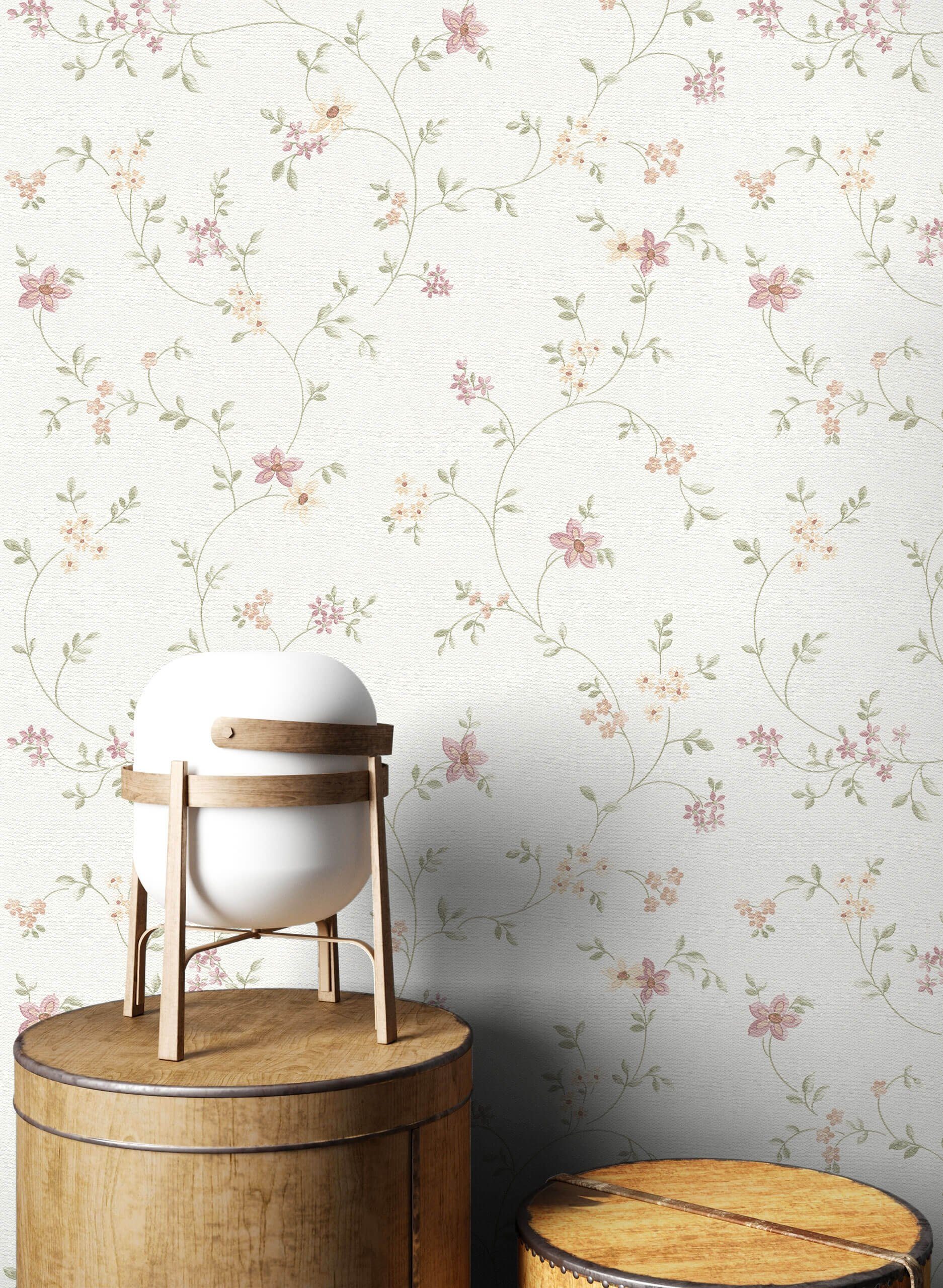 Newroom Vliestapete, Weiß Tapete Floral Blumen günstig online kaufen