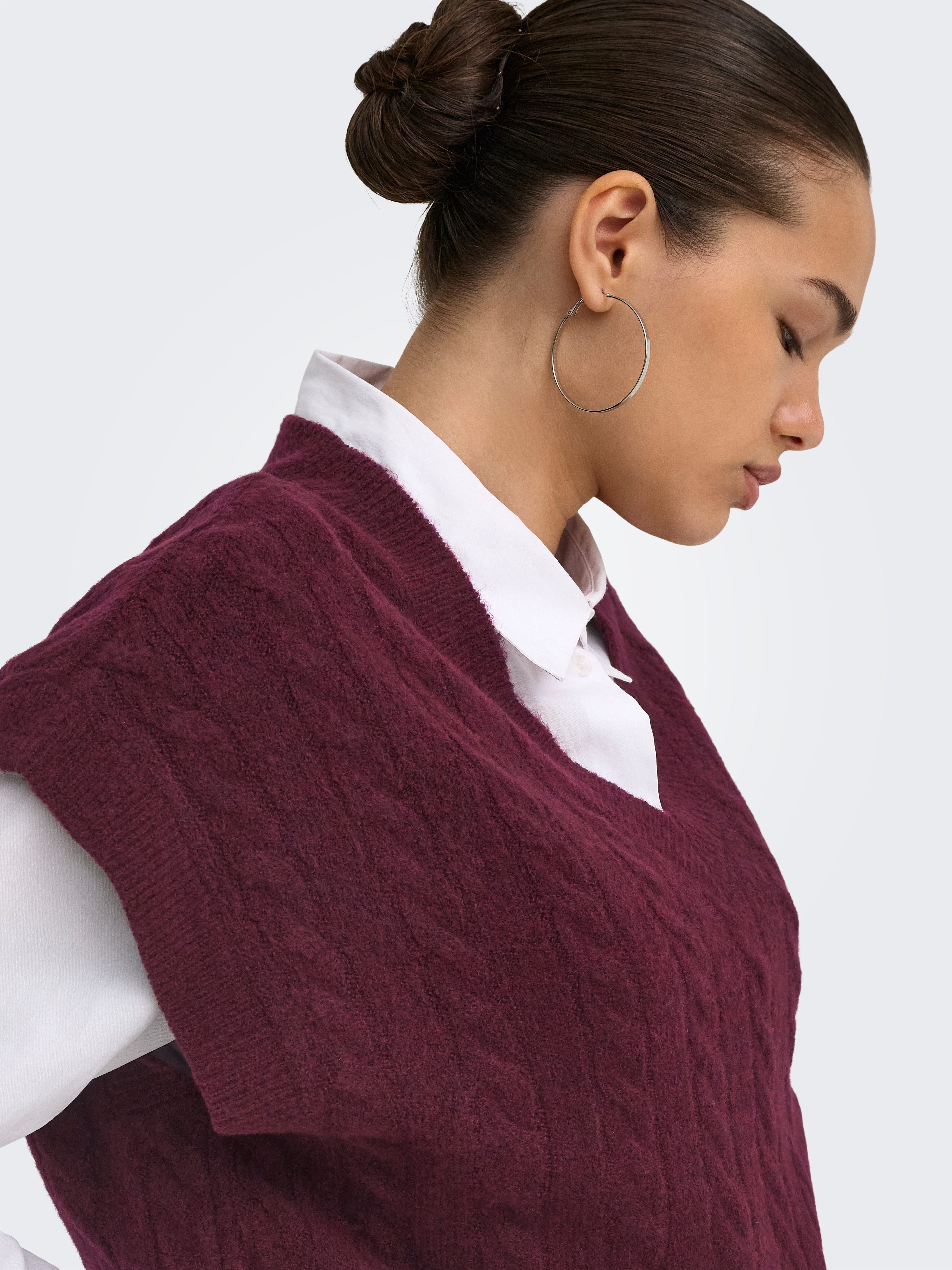 ONLY Kurzarmpullover ONLMELODY VEST KNT Materialmix, regular fit