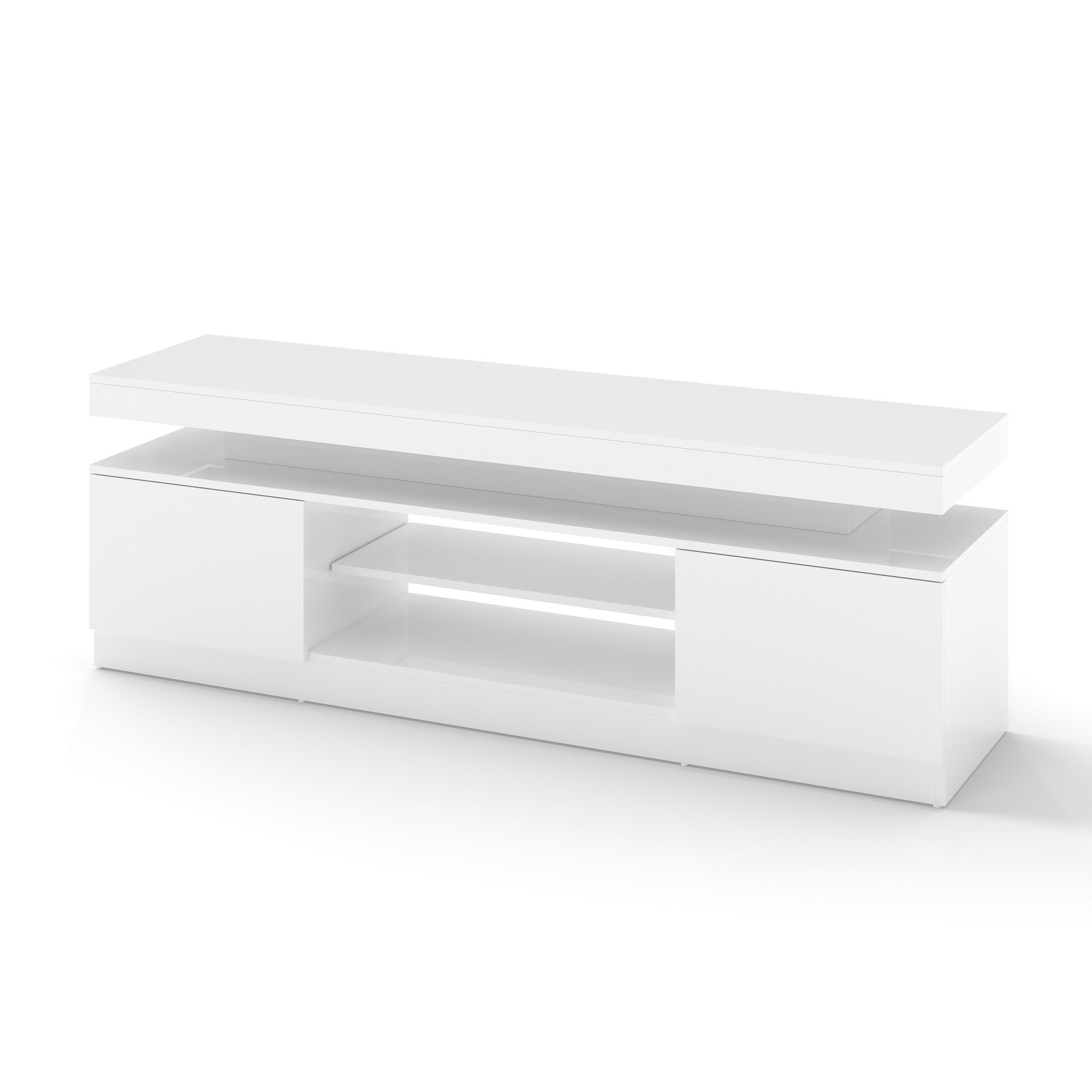 Sunsitt TV-Schrank 160 cm TV-Schrank (Weiß TV-Board mit 2 Fach, TV-Regal für Fernseher bis zu 65 Zoll) TV Kommode für Wohnzimmer, Esszimmer, Schlafzimmer, Weiß
