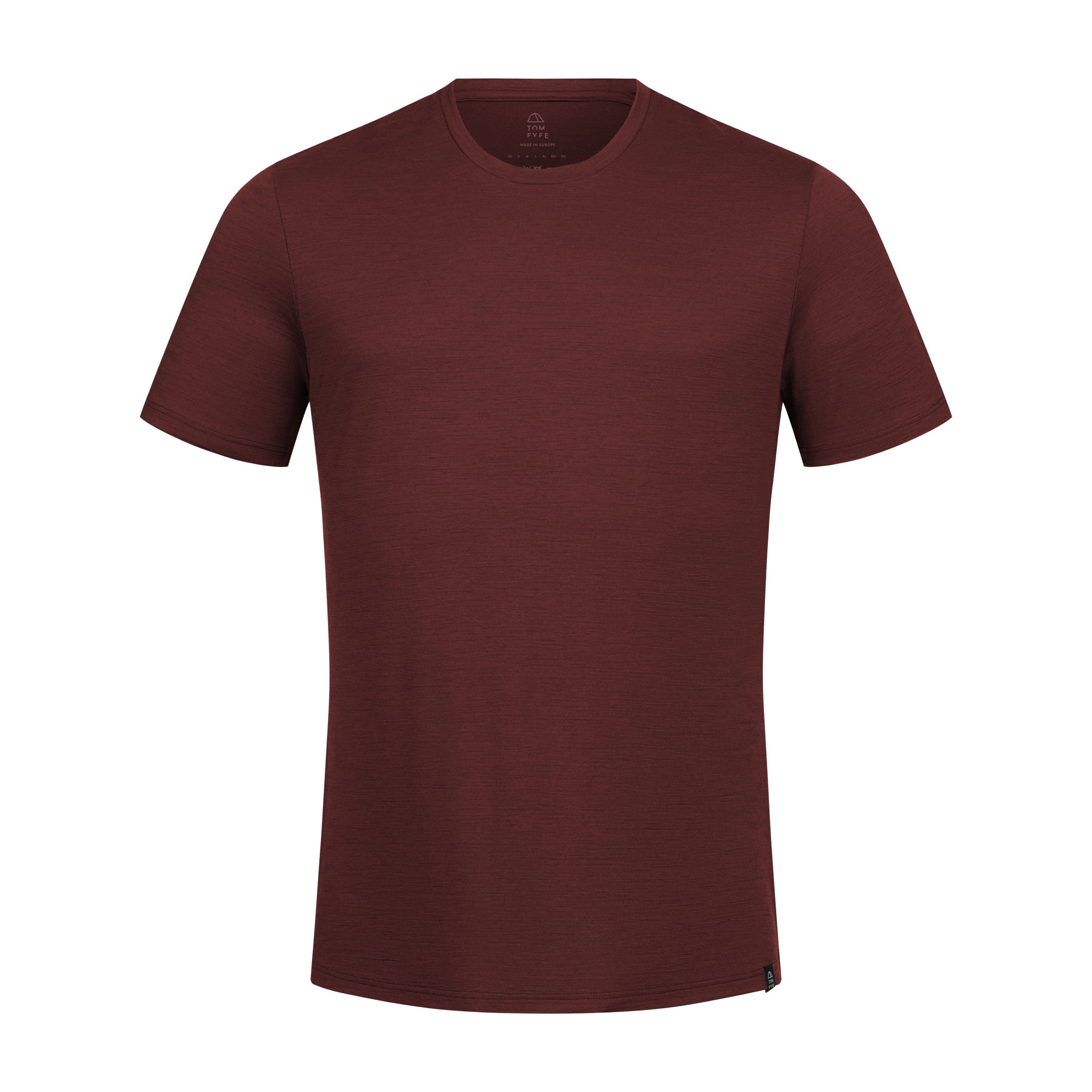Tom Fyfe T-Shirt TOM FYFE Merino T-Shirt Slim Fit Herren Burgundy / S