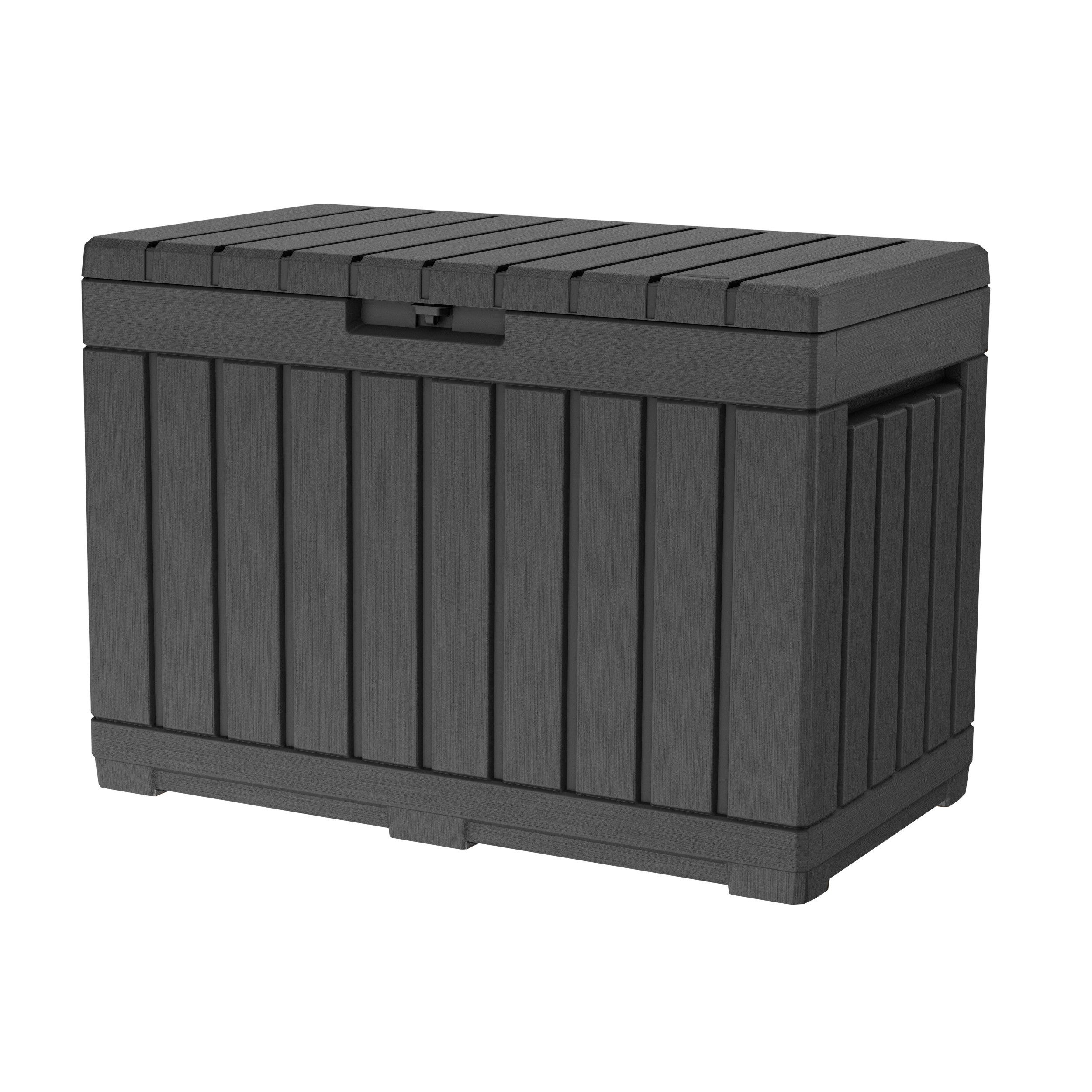 Keter Gartenbox Kentwood, 190 Liter, Anthrazit, Deckel bis 260 kg belastbar, abschließbar, wetterfest, UV-resistent, wartungsfrei