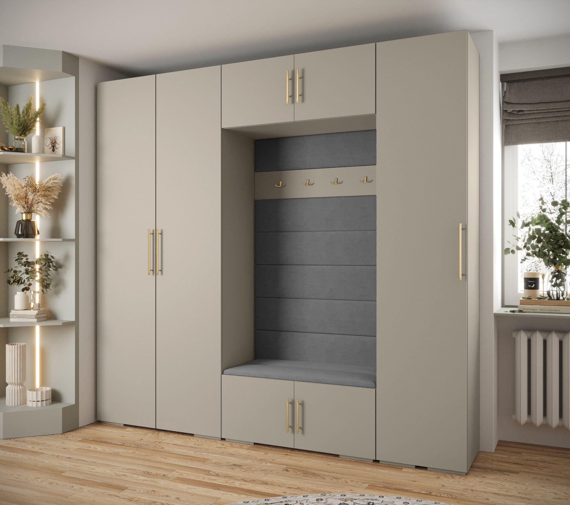 ABIKS MÖBEL Kompaktgarderobe INOVA 3 SATZ 8 Möbelset, Garderobe mit Kleiderstange und Regalen