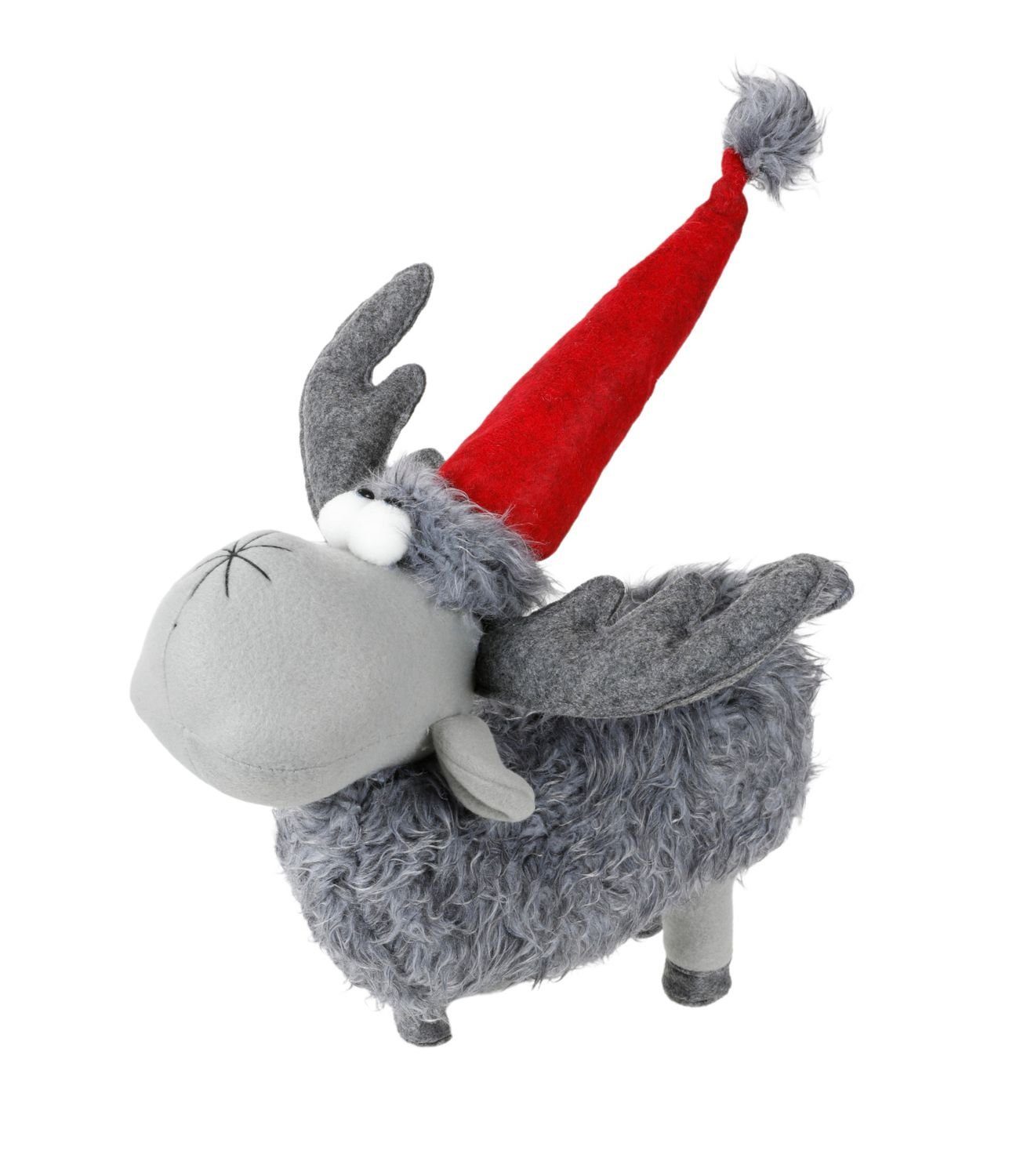 BURI Dekofigur Deko-Rentier mit Mütze Weihnachtsfigur Weihnachtsdeko Winterdeko Dekof