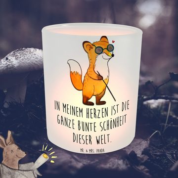 Mr. & Mrs. Panda Windlicht Fuchs Blindheit - Transparent - Geschenk, Kerzenglas, Teelichtglas, T (1 St), Gemütlich