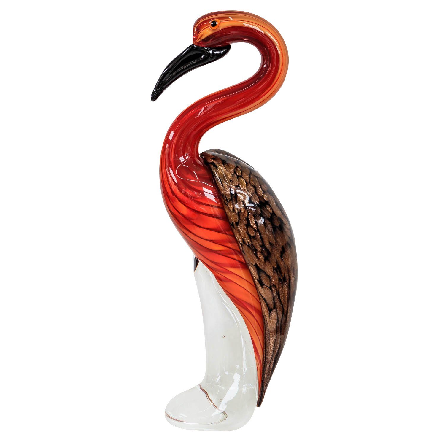 Dekoobjekt Glasfigur Flamingo Glas im Murano Antik Stil 32cm
