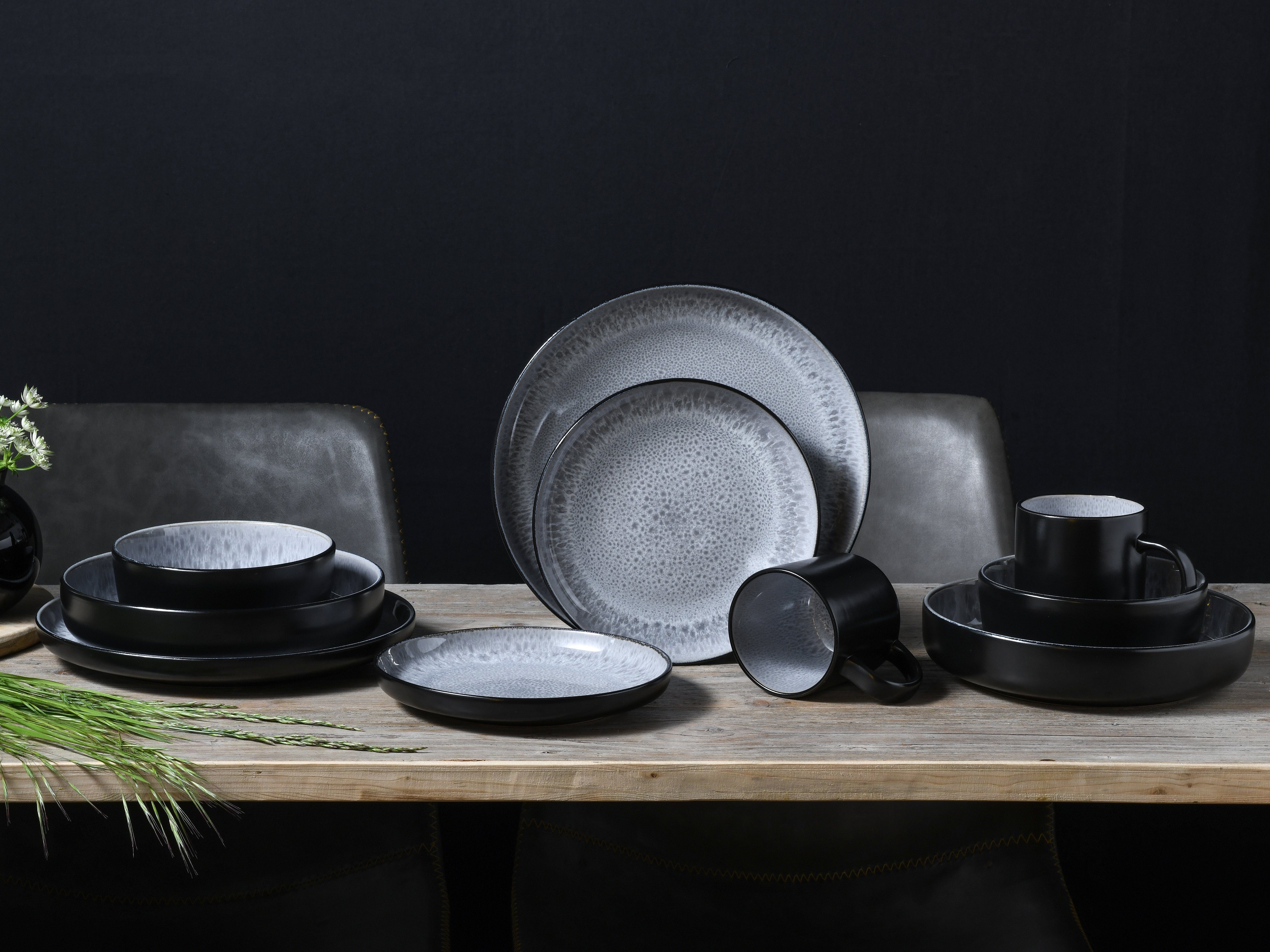 creaTable Kombiservice Nordic Fjord (10-tlg), 2 Personen, Steinzeug, je 2 Speiseteller, Suppenteller, Dessertteller, Schalen, Kaffeebecher – Bild 5 von 5