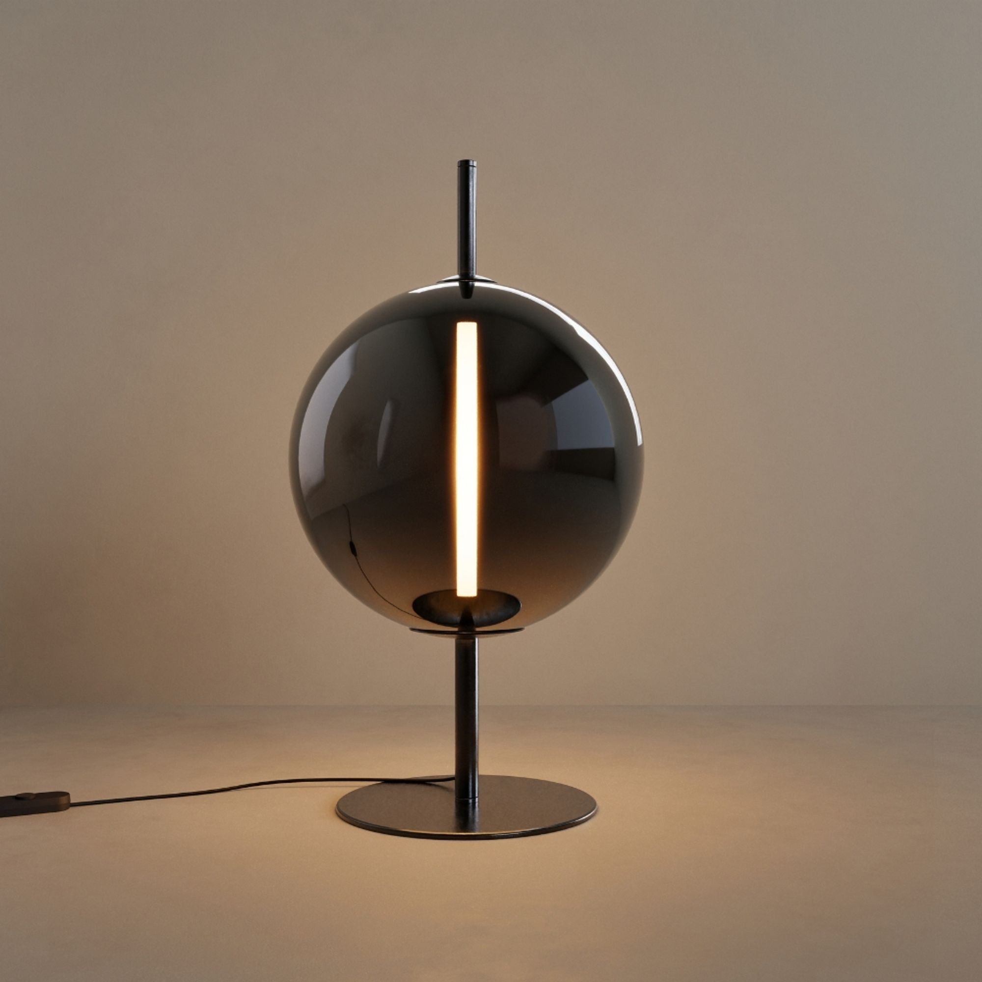 s.luce Tischleuchte Mira LED Design Glas 53cm Rauch/Schwarz, Warmweiß