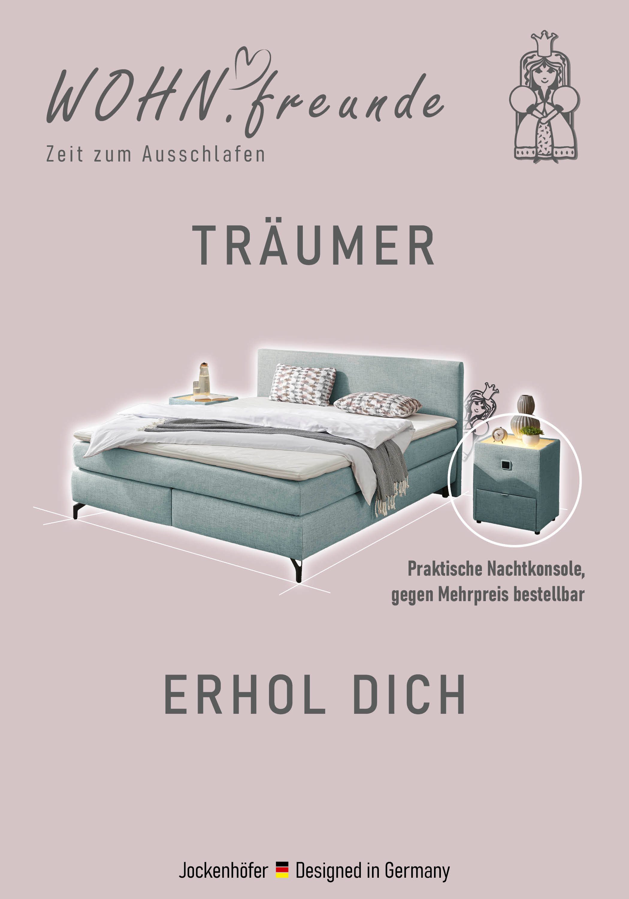 Jockenhöfer Gruppe Boxspringbett "Alinas" inkl. Topper, erhältlich in unterschiedlichen Breiten und Farbvarianten