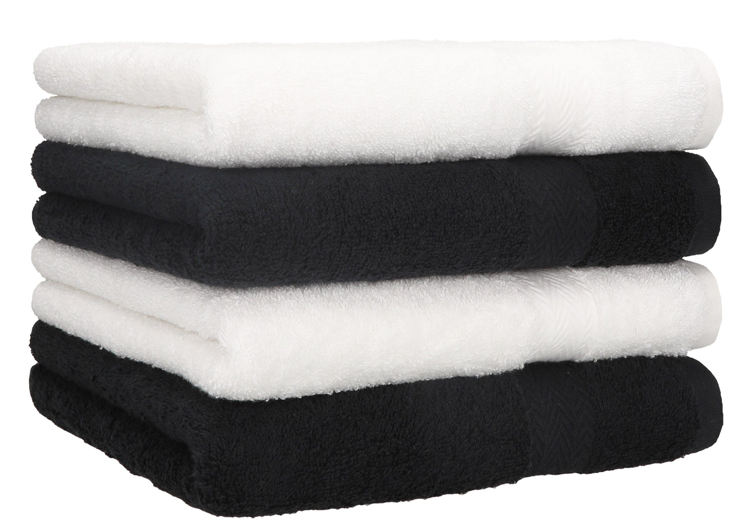Betz Handtücher 4 Stück Handtücher Premium 4 Handtücher Farbe weiß und schwarz, 100% Baumwolle