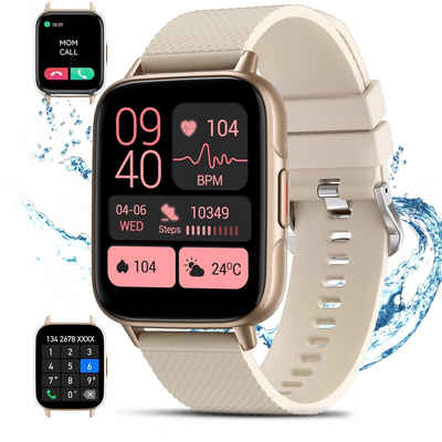 Tisoutec Smartwatch Damen Herren Smartwatch (Fitnessuhr mit Telefonfunktion/WhatsApp Notiz,Smartwatch Fitness Tracker Uhr IP67 Wasserdicht,1.7" HD Voll Touchscreen Fitnessuhr Tracker mit Blutsauerstoff/Pulsmesser/Sportuhr/Schrittzähler/Schlafmonitor Aktivitätstracker usw für iOS/Android Uhren Watch cm/1.7 Zoll)