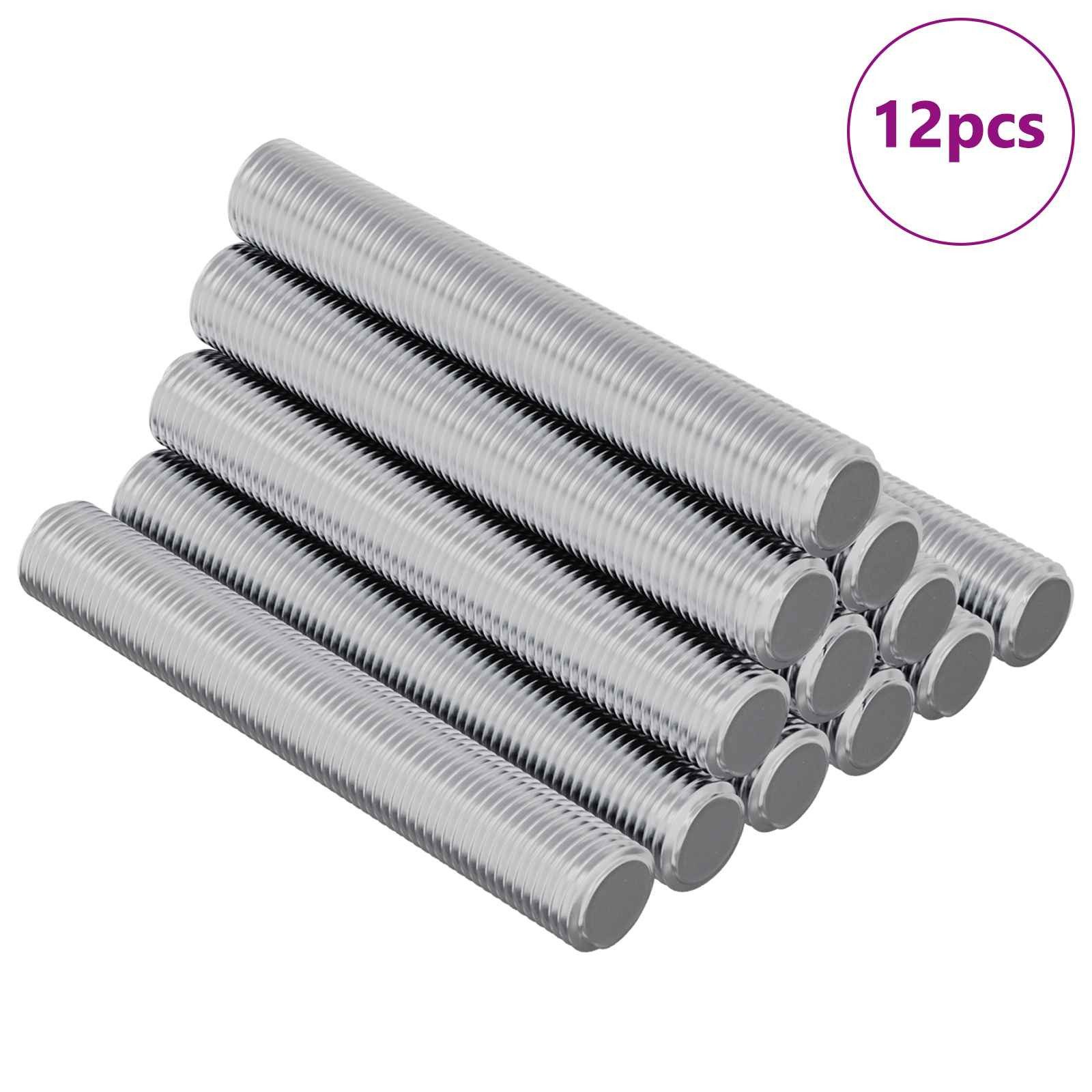 vidaXL Gewindestange, Gewindestange 12 pcs Silber 8 x 55 mm Stahl