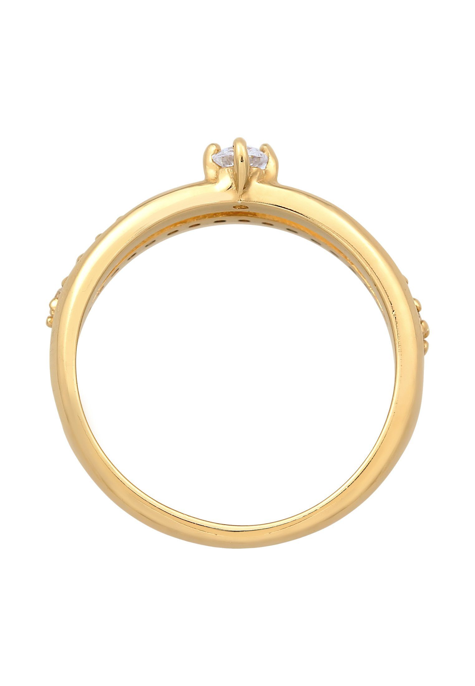 925 Silber Solitär Verlobung Zirkonia Fingerring Elli Gold