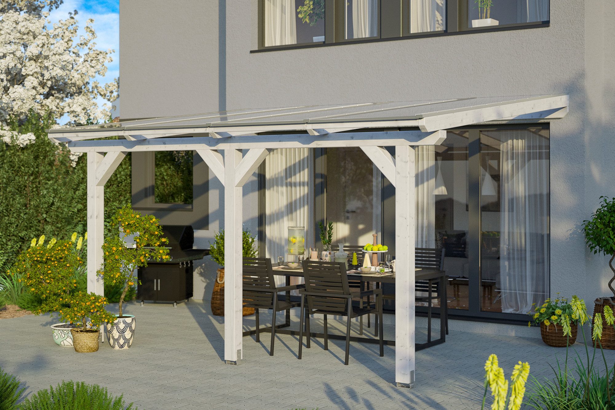 Skanholz Terrassendach Bormio, BxT: 434x300 cm, Bedachung Doppelstegplatten