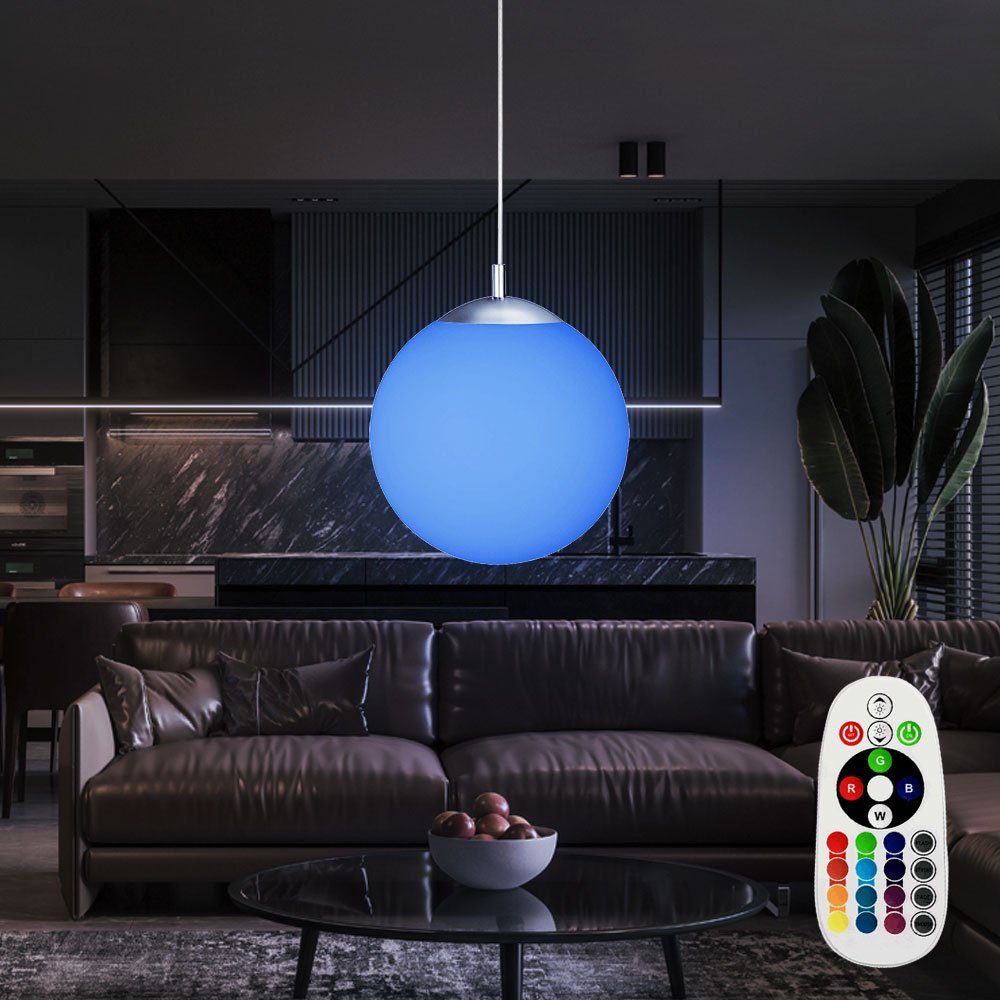 LED Wohn Zimmer Warmweiß, Lampe Leuchtmittel Decken Globo inklusive, Hänge Leuchte Design Glas Pendelleuchte,