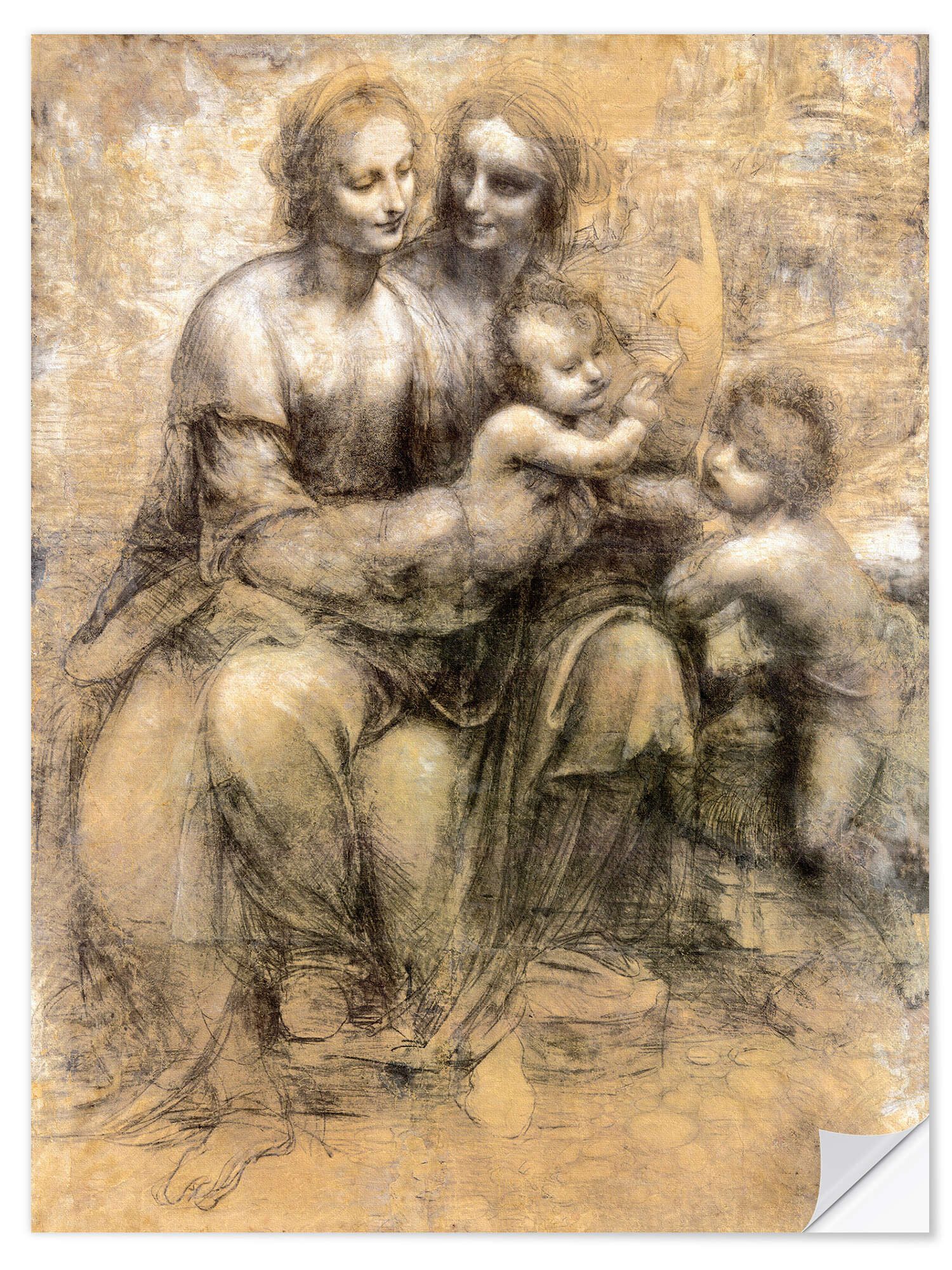 Posterlounge Poster Leonardo da Vinci, Jungfrau und Kind mit St. Anna, Illustration