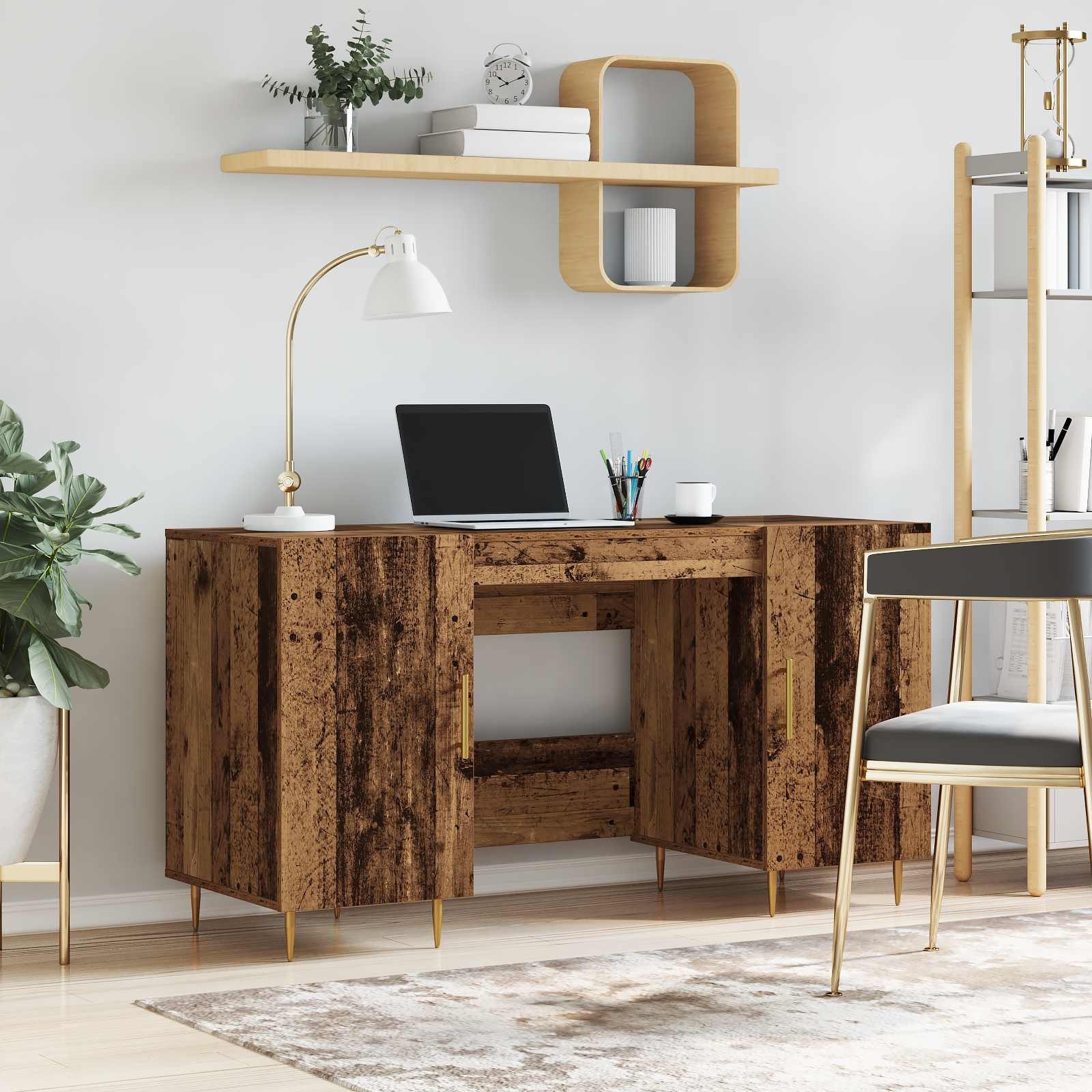 vidaXL Schreibtisch Schreibtisch Altholz Holzwerkstoff 140 x 50 x 75 cm (1-St)