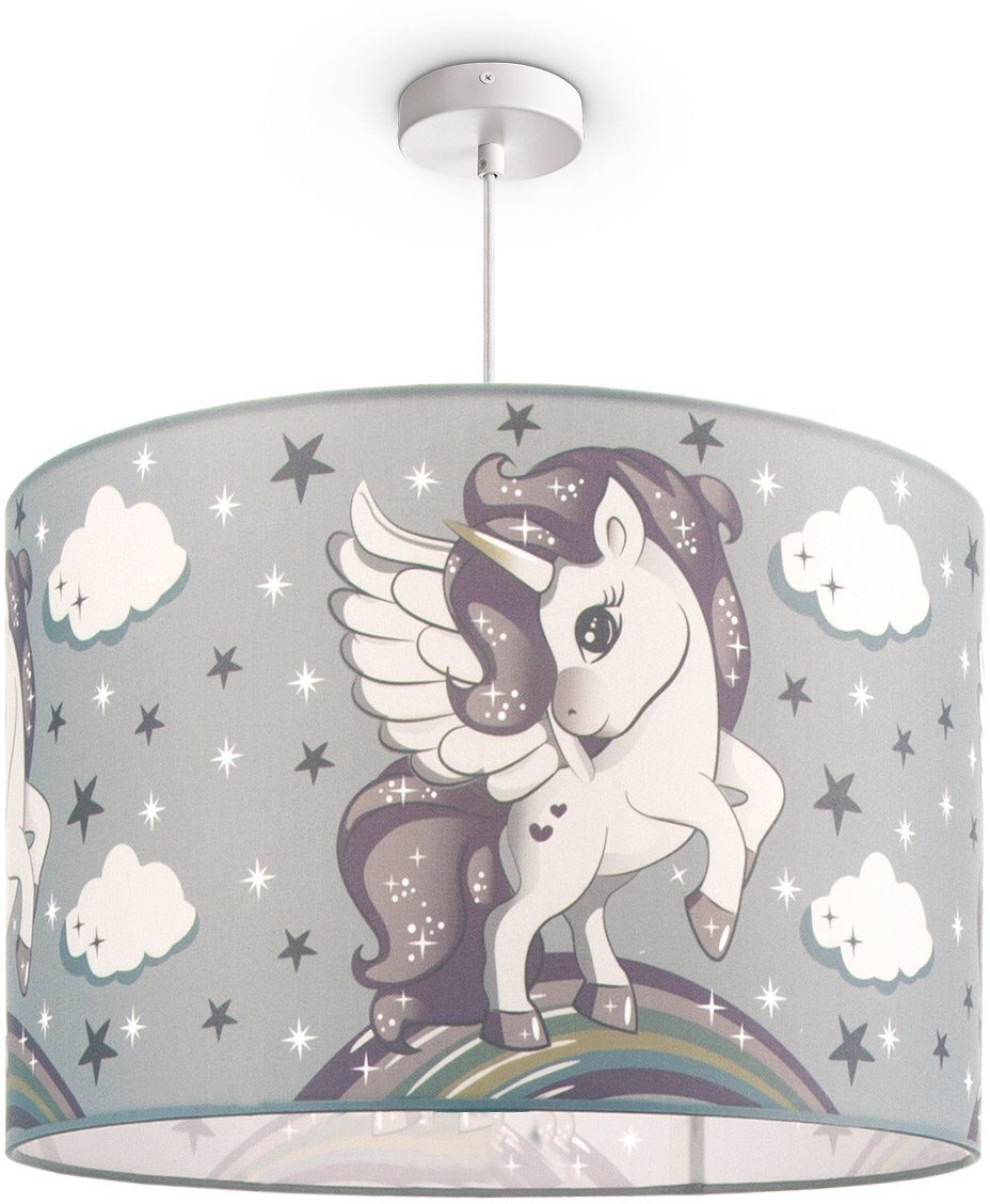 Paco Home Pendelleuchte Cosmo 213, ohne Leuchtmittel, Kinderlampe Deckenlampe LED Kinderzimmer Lampe Mit Einhorn, E27 | Pendelleuchten