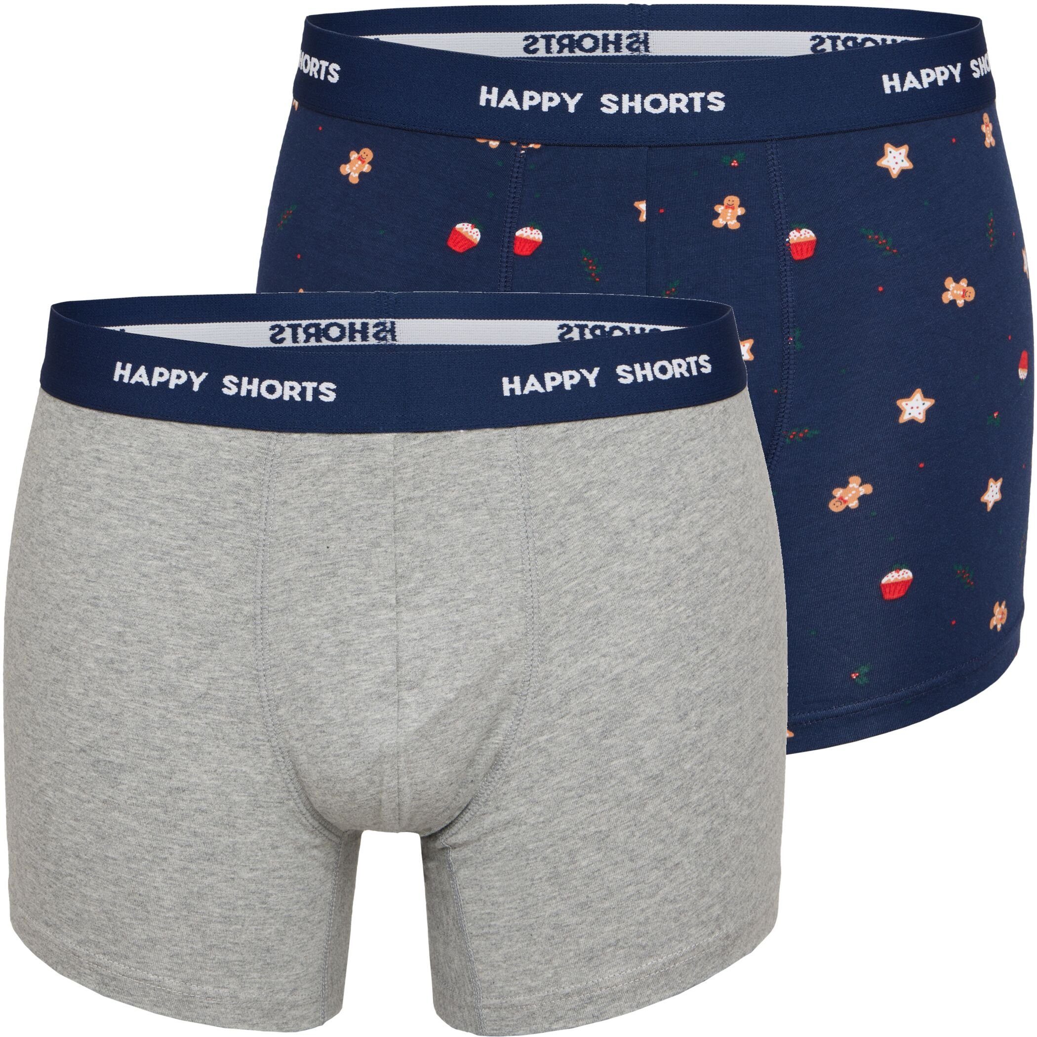 HAPPY SHORTS Trunk 2er Pack HAPPY SHORTS Jersey Boxershorts Pant Weihnachten Cookies (1-St)