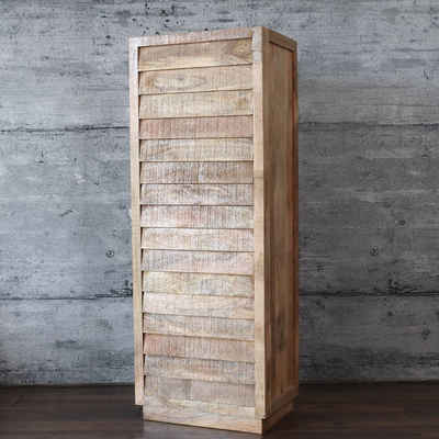 baario Garderobenschrank Lamellenschrank BUJE Garderobe massiv Mangoholz Garderobenschrank Regalschrank