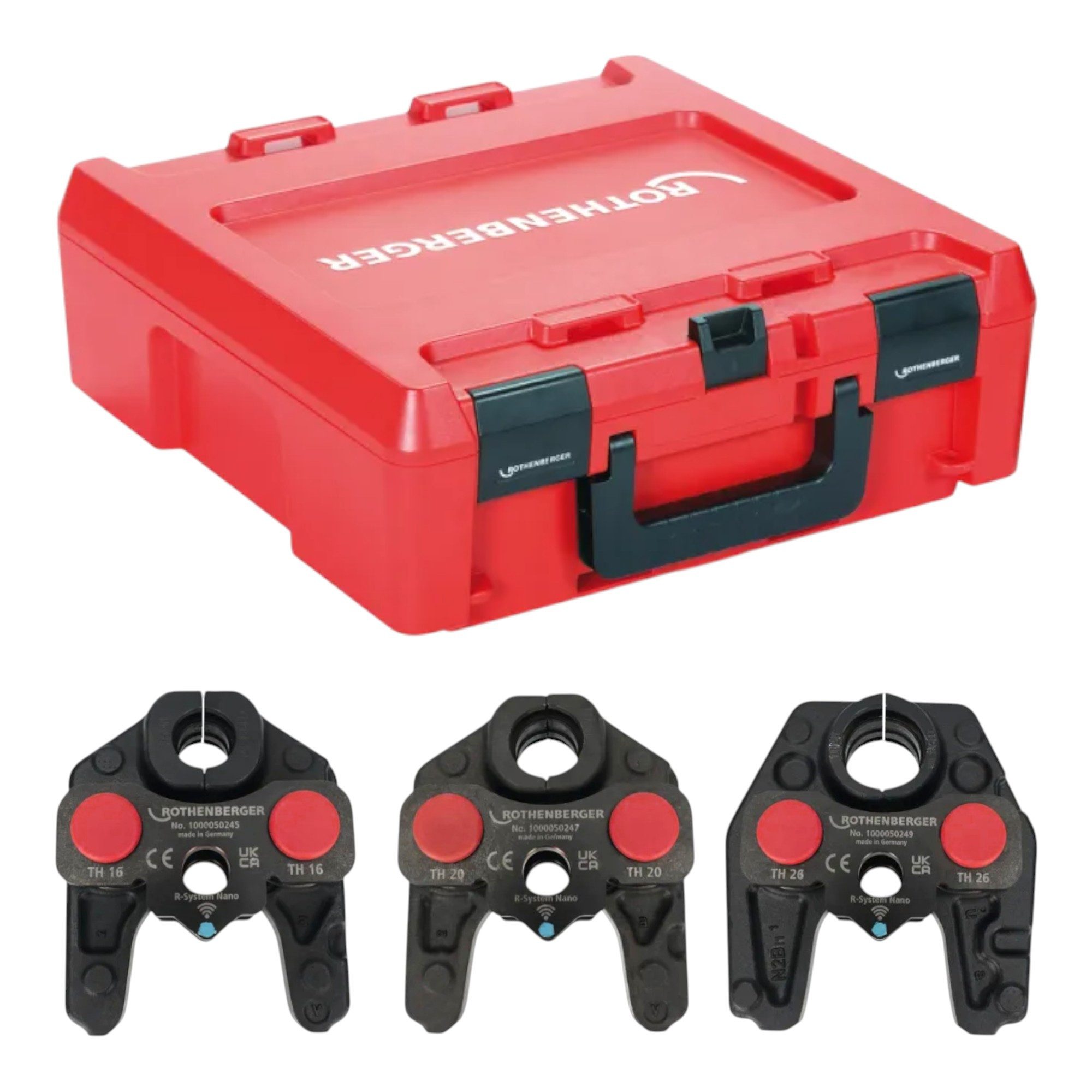 Rothenberger Werkstattpresse ROMAX NANO iJAWs TH 16 - 20 - 26 mm Pressbacken Set 3 tlg