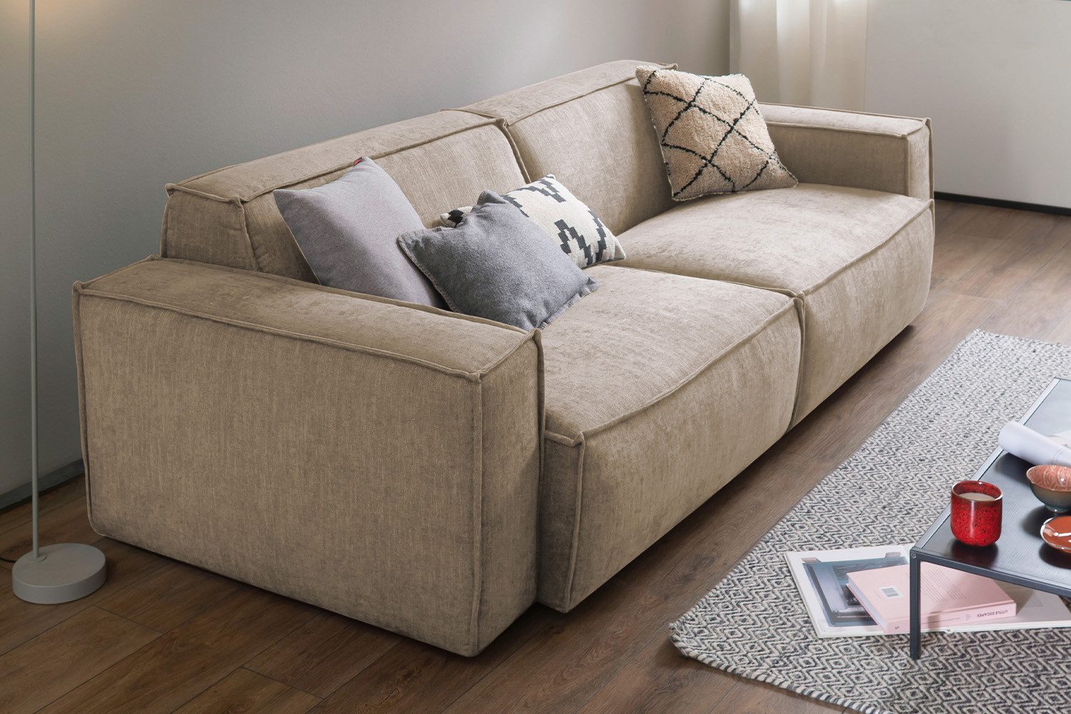 KAWOLA Sofa SAMU, Couch Stoff 2-Sitzer oder 3-Sitzer verschiedene Farben
