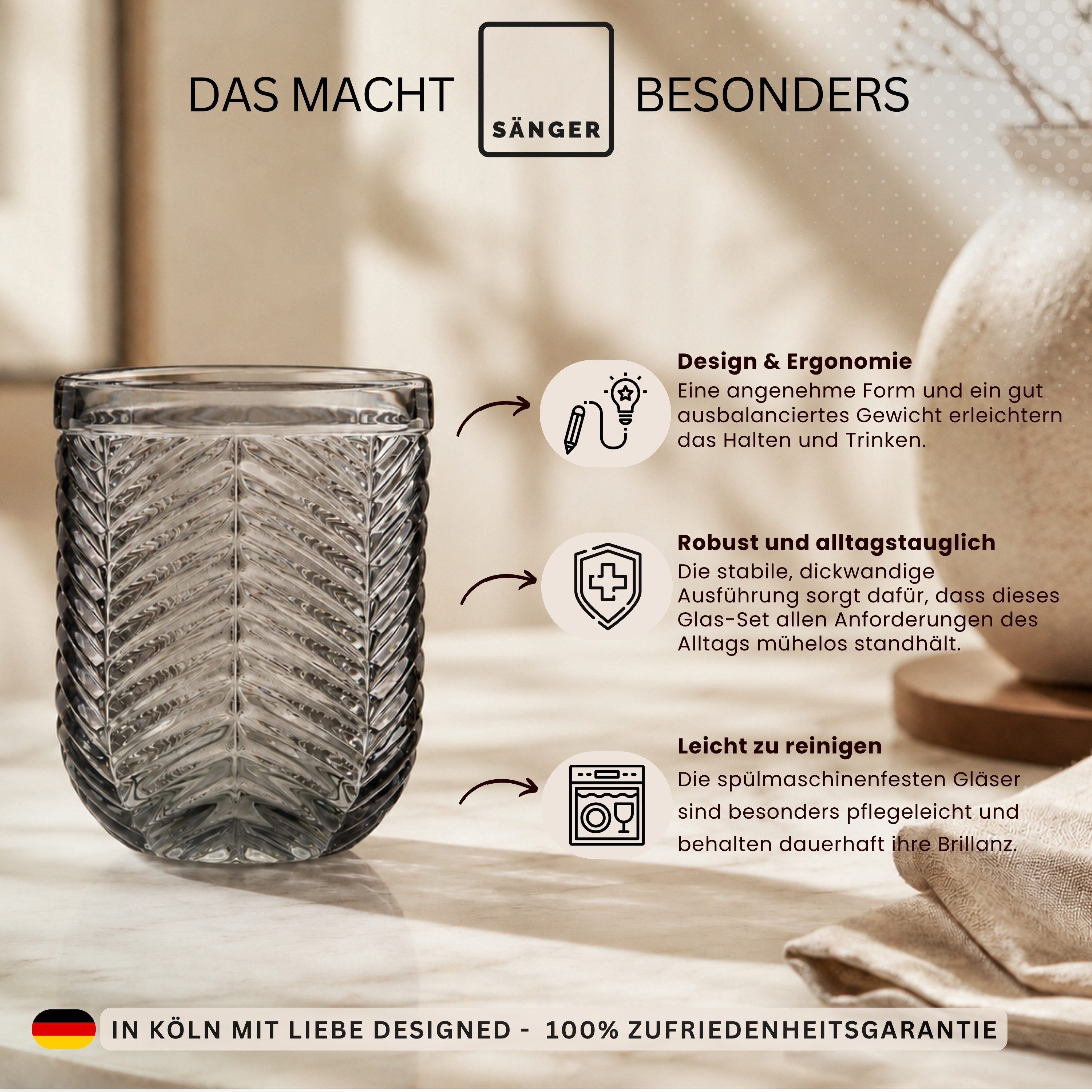 SÄNGER Gläser-Set Bunt, 6-tlg., Glas, 6x Trinkgläser Porto, unterschiedliche Designs, mehrfarbig