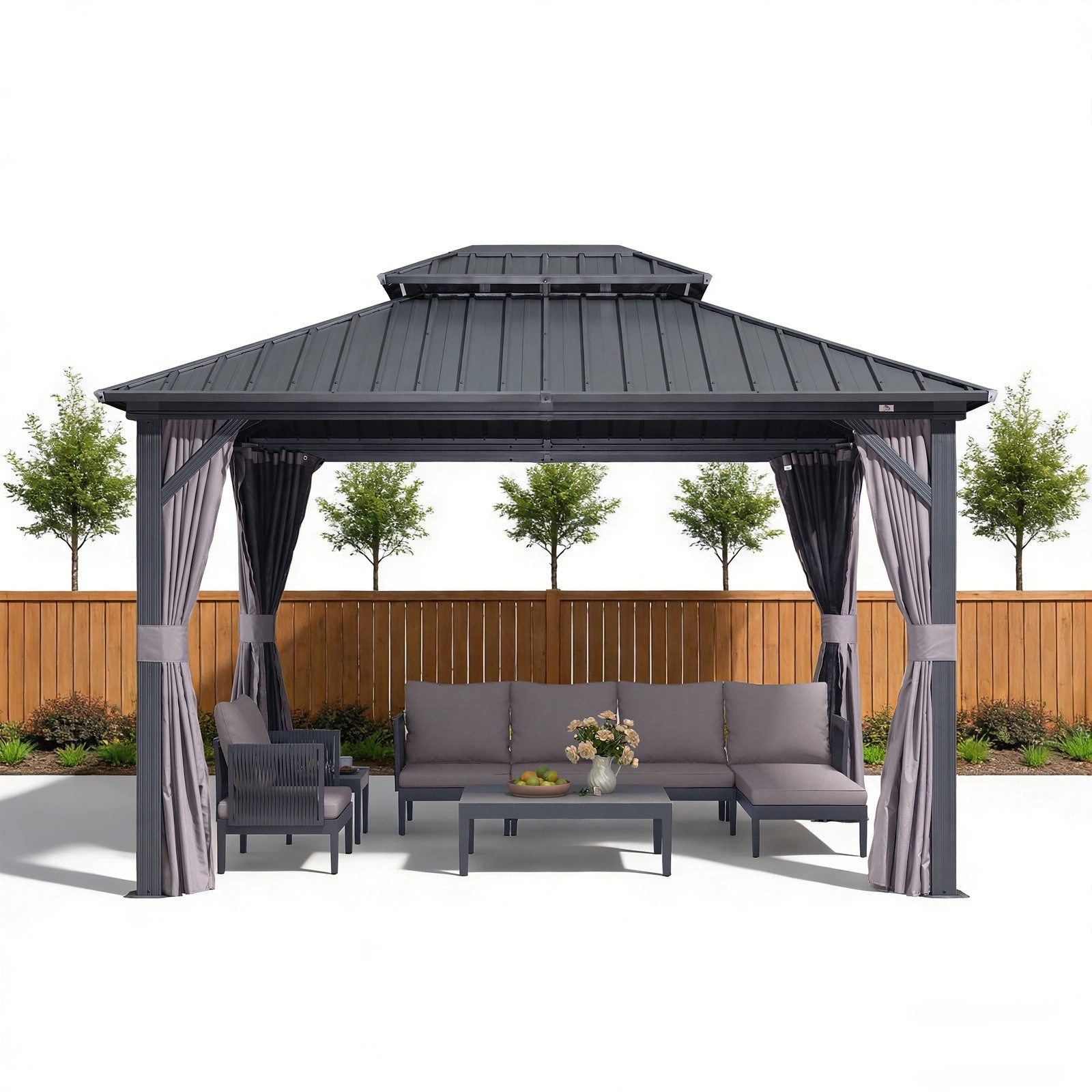 PURPLE LEAF Pavillon Günstiger Gartenpavillon, (1 Pavillon, mit Vorhängen und Moskitonetz), Wasserdicht, UV-beständig, Privatsphärenschutz