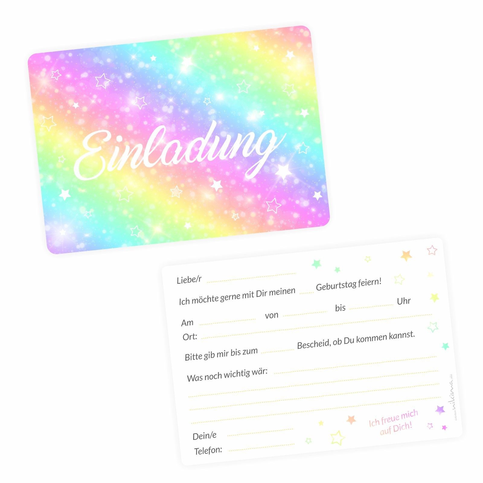 nikima Einladungskarten 10 Einladungskarten Regenbogen inkl. Umschlag