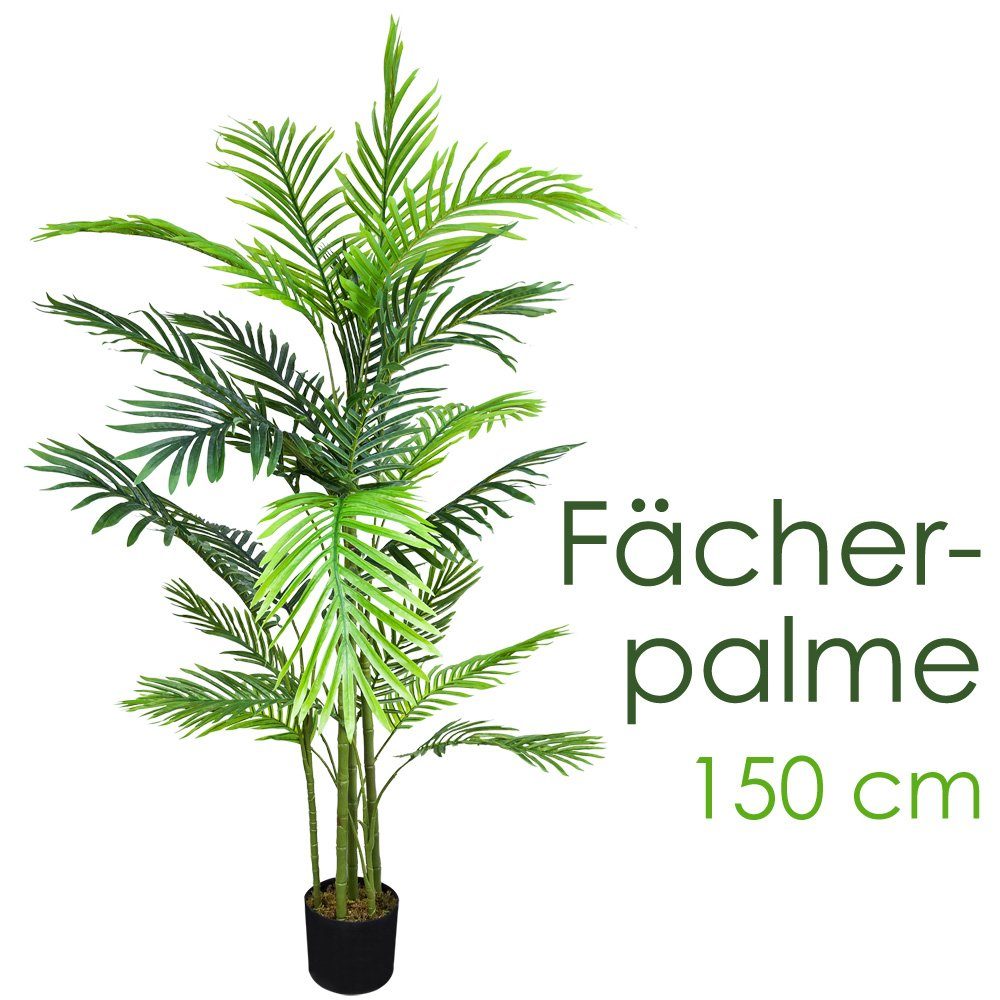 Kunstpflanze Palme Palmenbaum Fächerpalme Kunstpflanze Künstliche Pflanze 150cm Decovego, Decovego