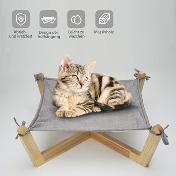 HomeGuru Katzen-Hängematte Katzenbett mit Holzgestell, Hängematte für Katzen, abnehmbar, waschbar