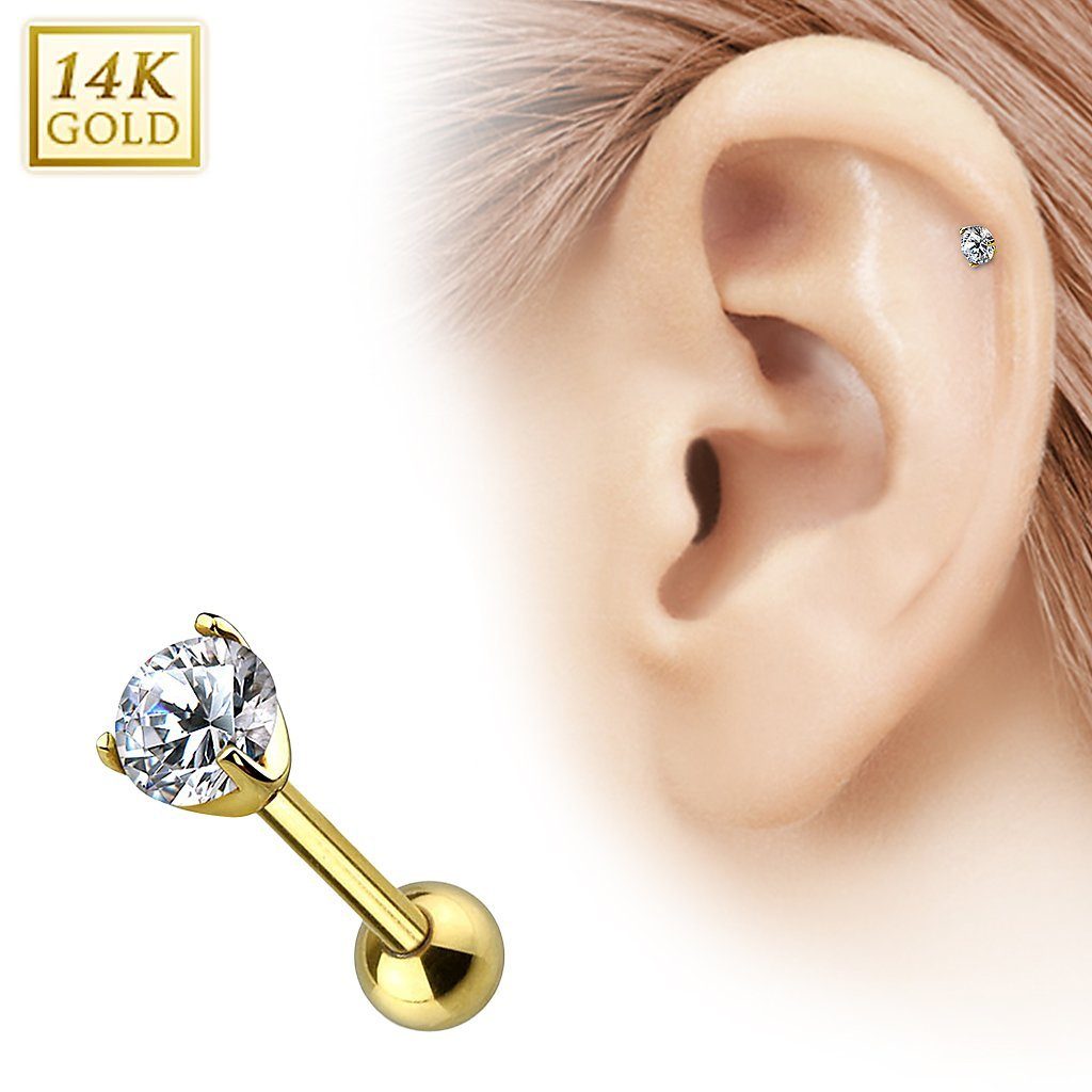Taffstyle Piercing-Set Echt 585 Gold Tragus Helix Daith klaren Kristall, Pi günstig online kaufen