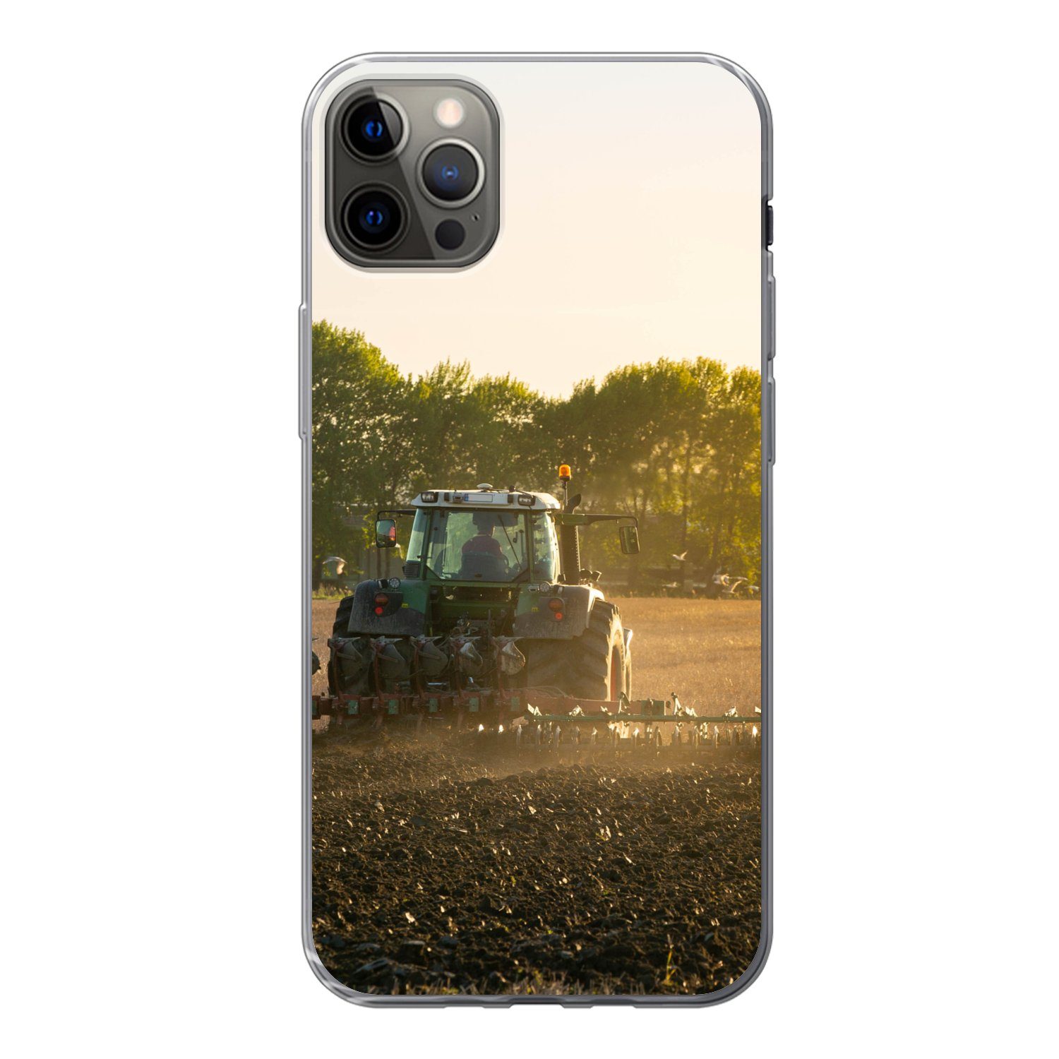 MuchoWow Handyhülle für Apple iPhone 12 Pro Max Traktor - Vogel - Land, Smartphone-Bumper, Print, Handy Schutzhülle Dünn