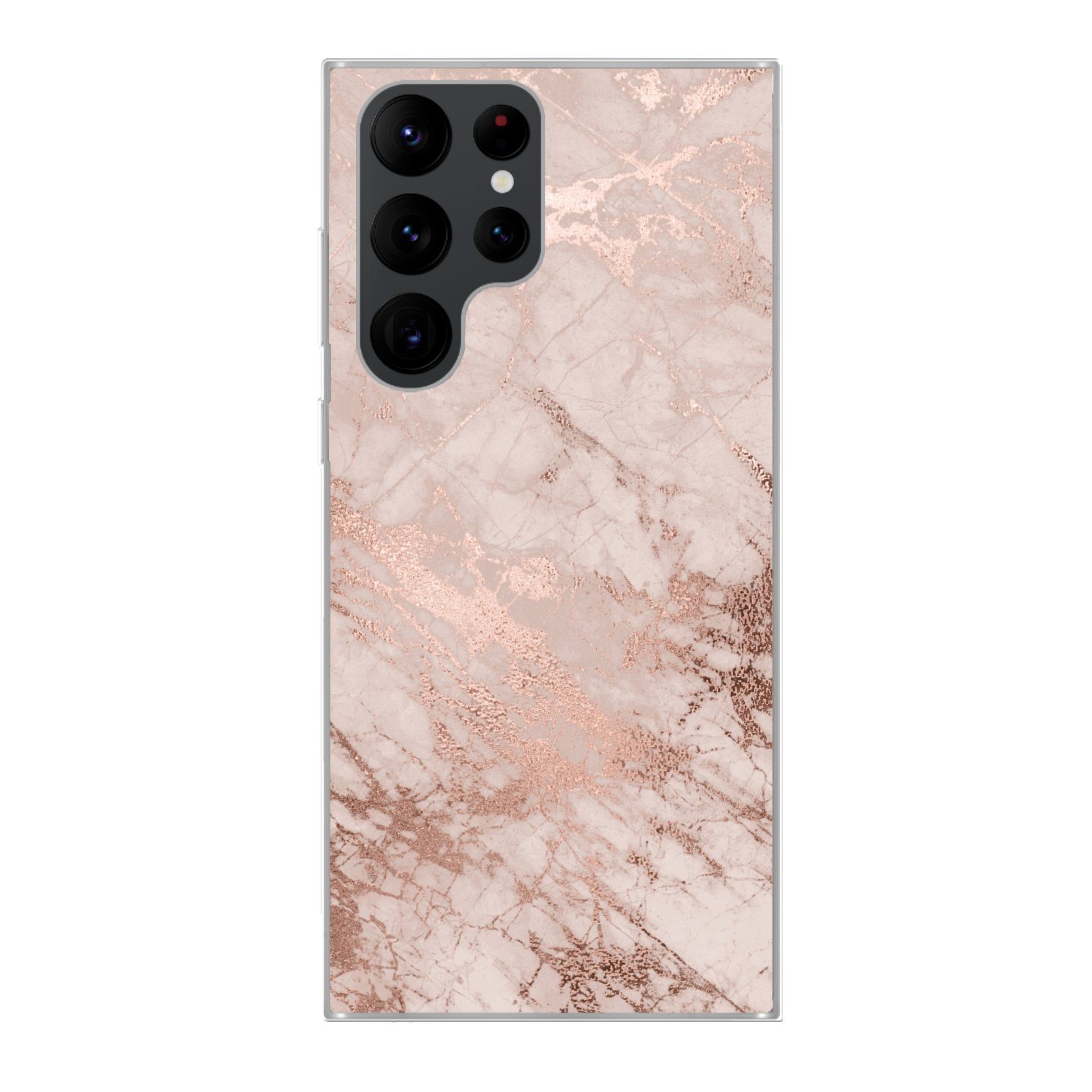 MuchoWow Handyhülle für Samsung Galaxy S22 Ultra Marmor - Rosa - Luxus - Marmoroptik - Gli, Phone Case, Silikon, Schutzhülle Dünn