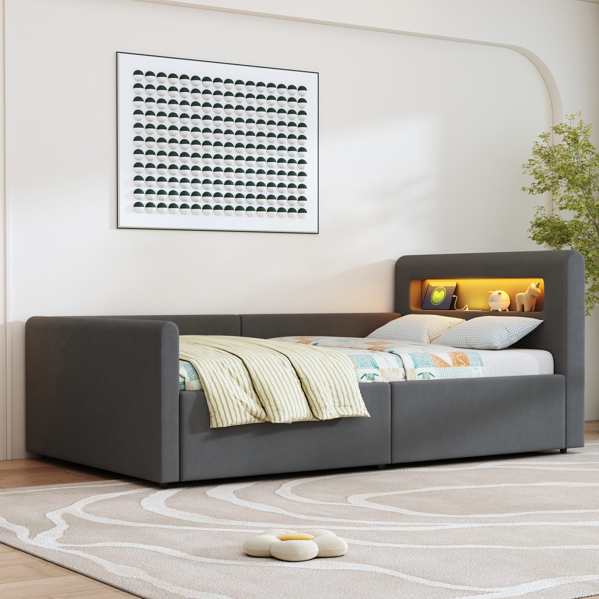 HAUSS SPOLE Polsterbett 90x200cm mit LED-Licht, günstig online kaufen