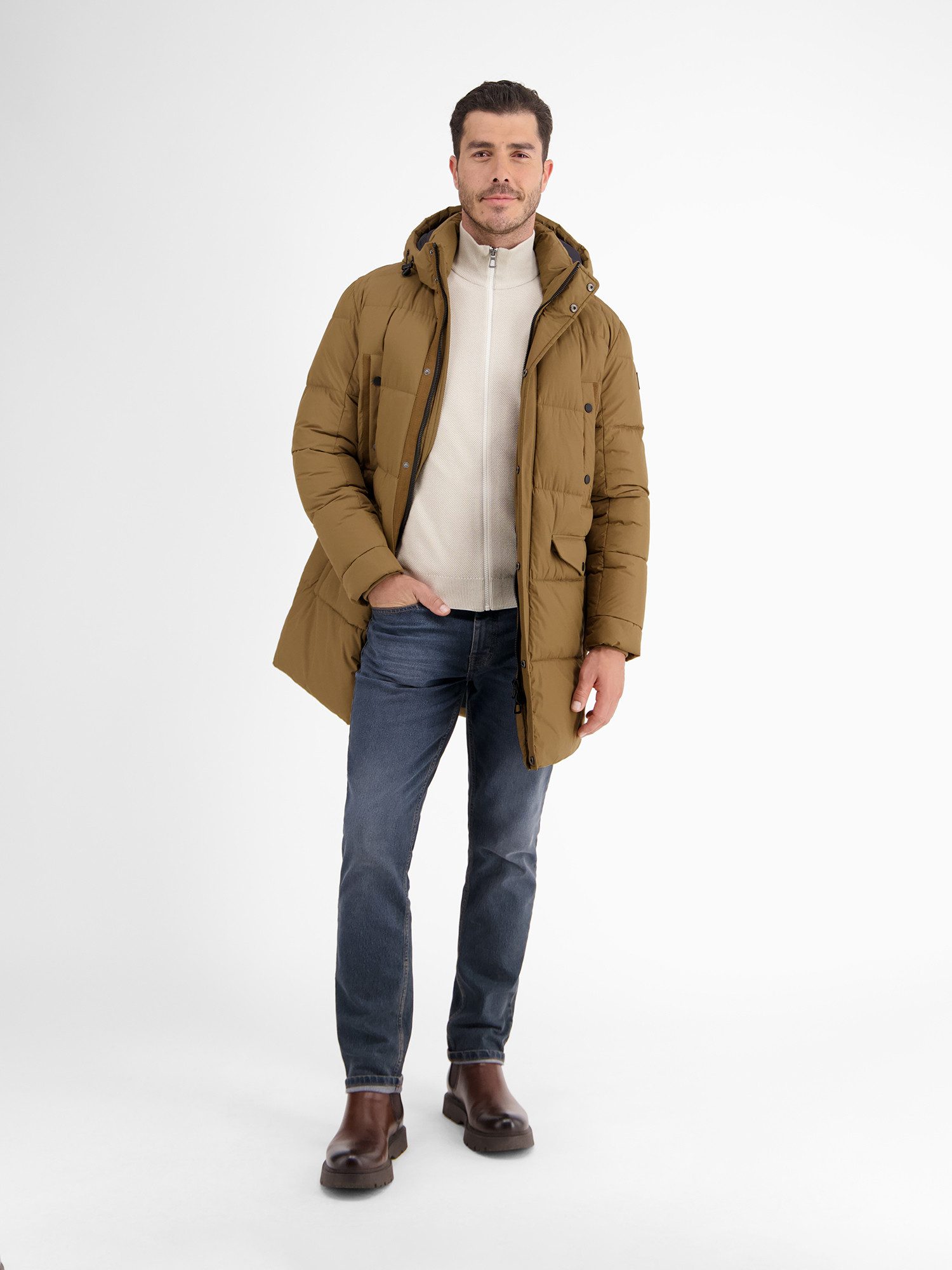 Steppjacke LERROS Lange Steppjacke im Parka-Design, dick gefüttert