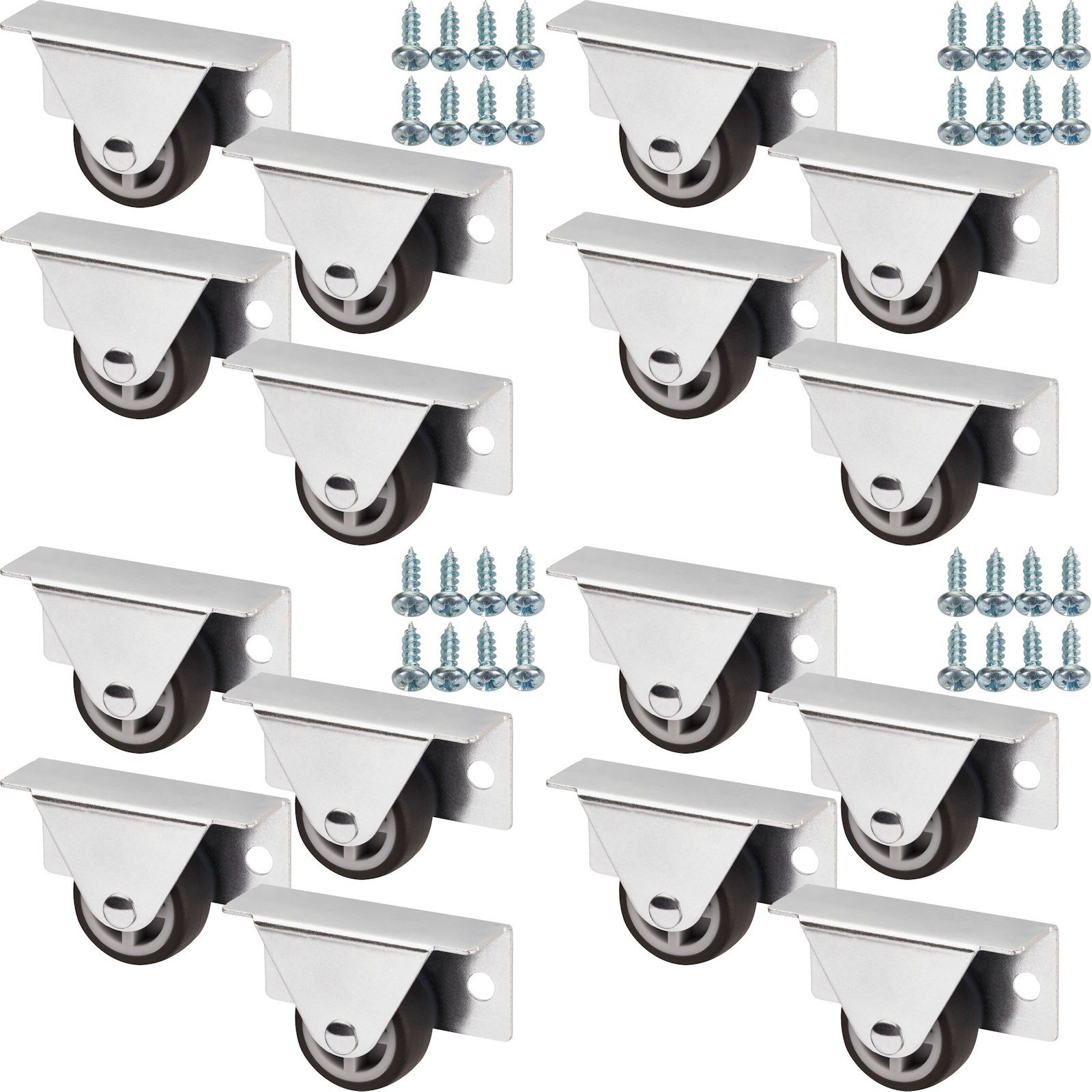 SO-TECH® Möbelrolle Bockrollen TRIER Ø 30 mm Unterbaurollen inkl. Schraubenset, (16-St), Transportrollen seitliche Montage