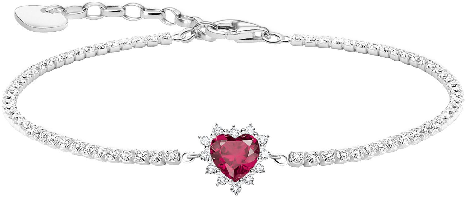 THOMAS SABO Armband Romance Herz-Armband, mit Rubin (synth), Zirkonia (synth)