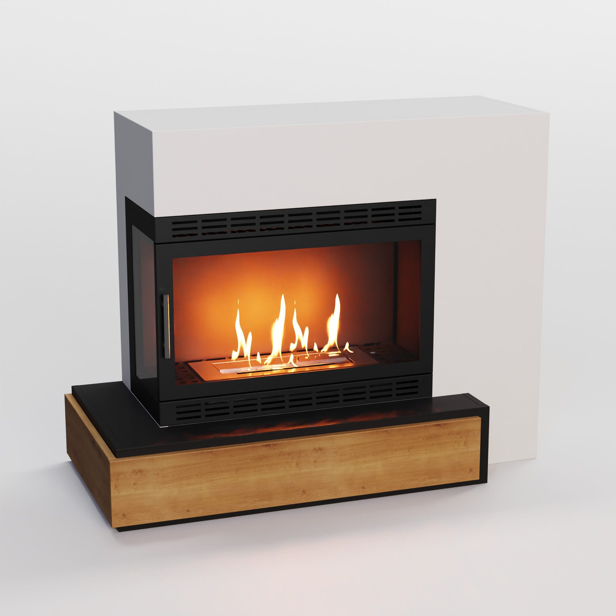 GLOW FIRE Echtfeuer-Dekokamin Narvik XL Vision Ethanol Kamin, Bioethanol Kamin mit 3h Brenndauer, Heizleistung bis 2KW